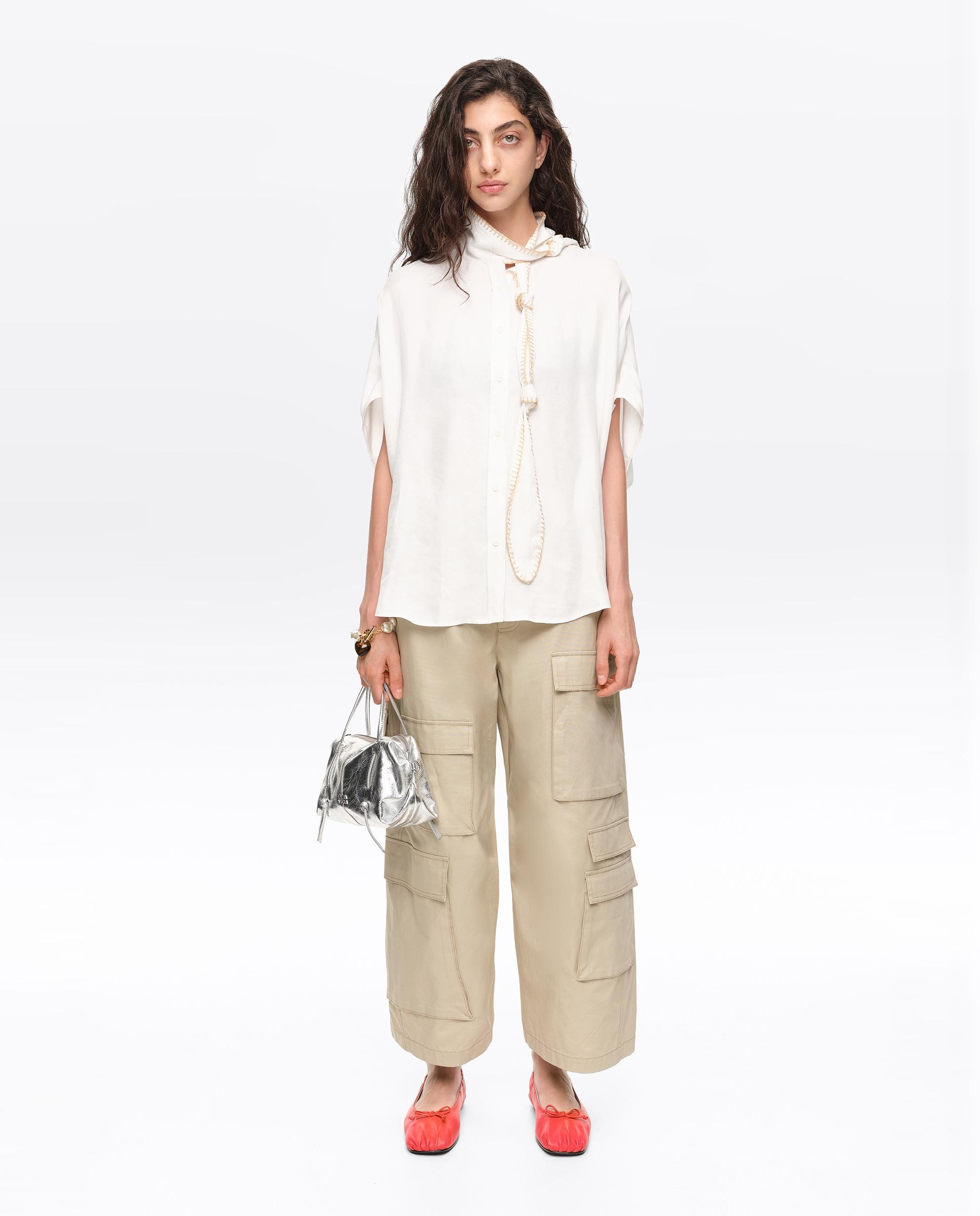Camisa de mujer capa escote nudos - Bimba y Lola - Blanco Blanco-5