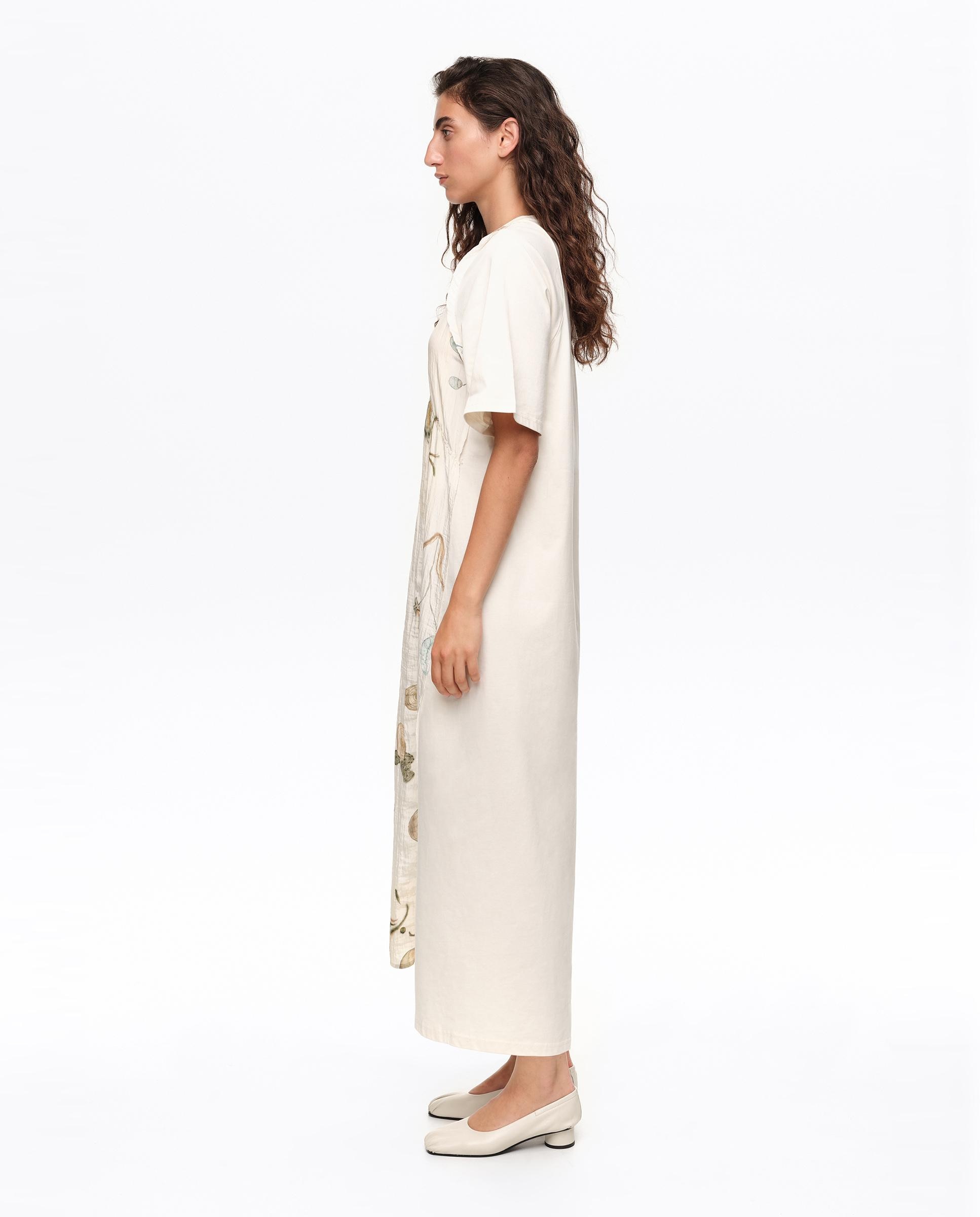 Vestido midi con manga corta de algodón - Bimba y Lola - Marfil Marfil-3