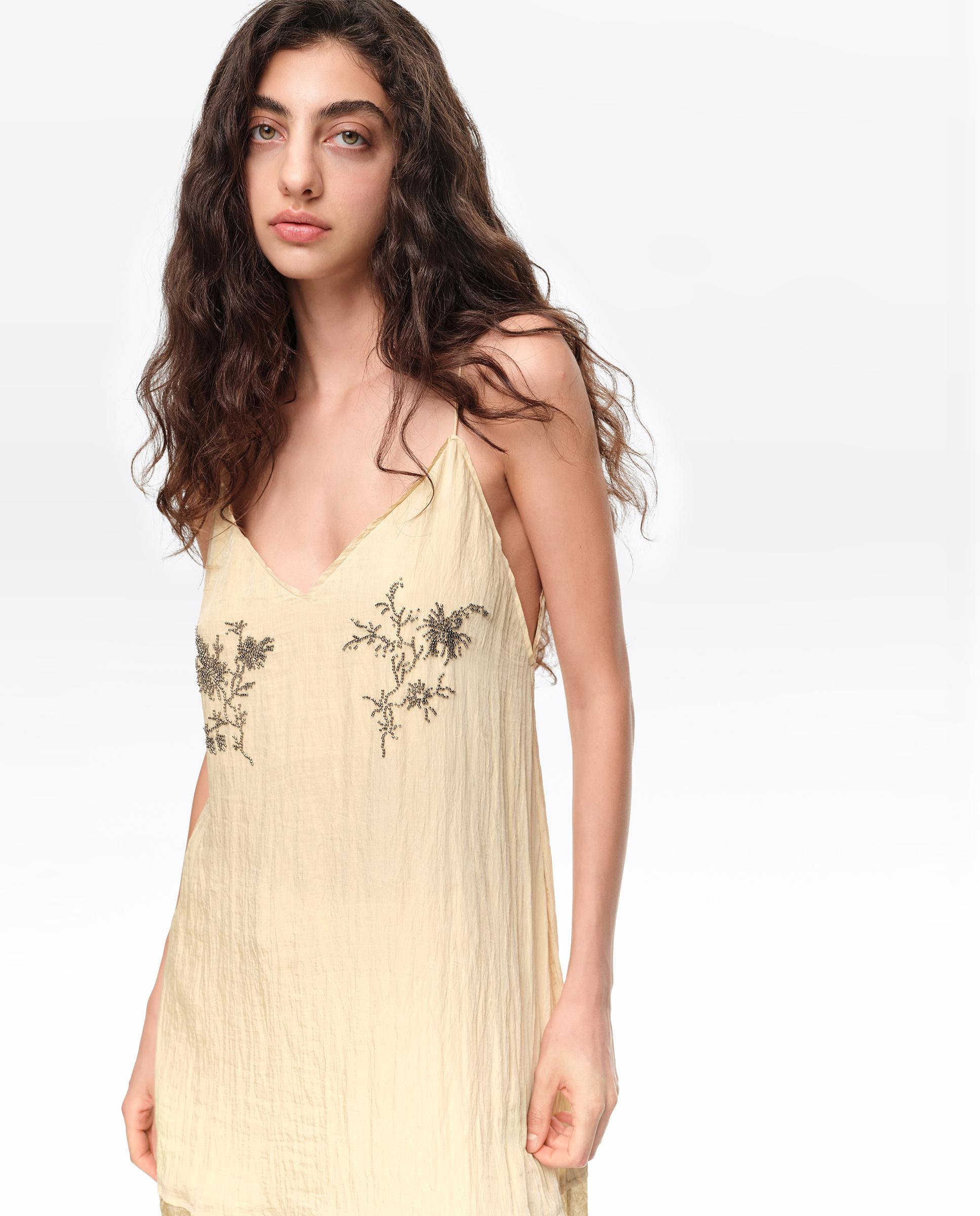 Vestido midi recto piedras - Bimba y Lola - Ocre Ocre-2