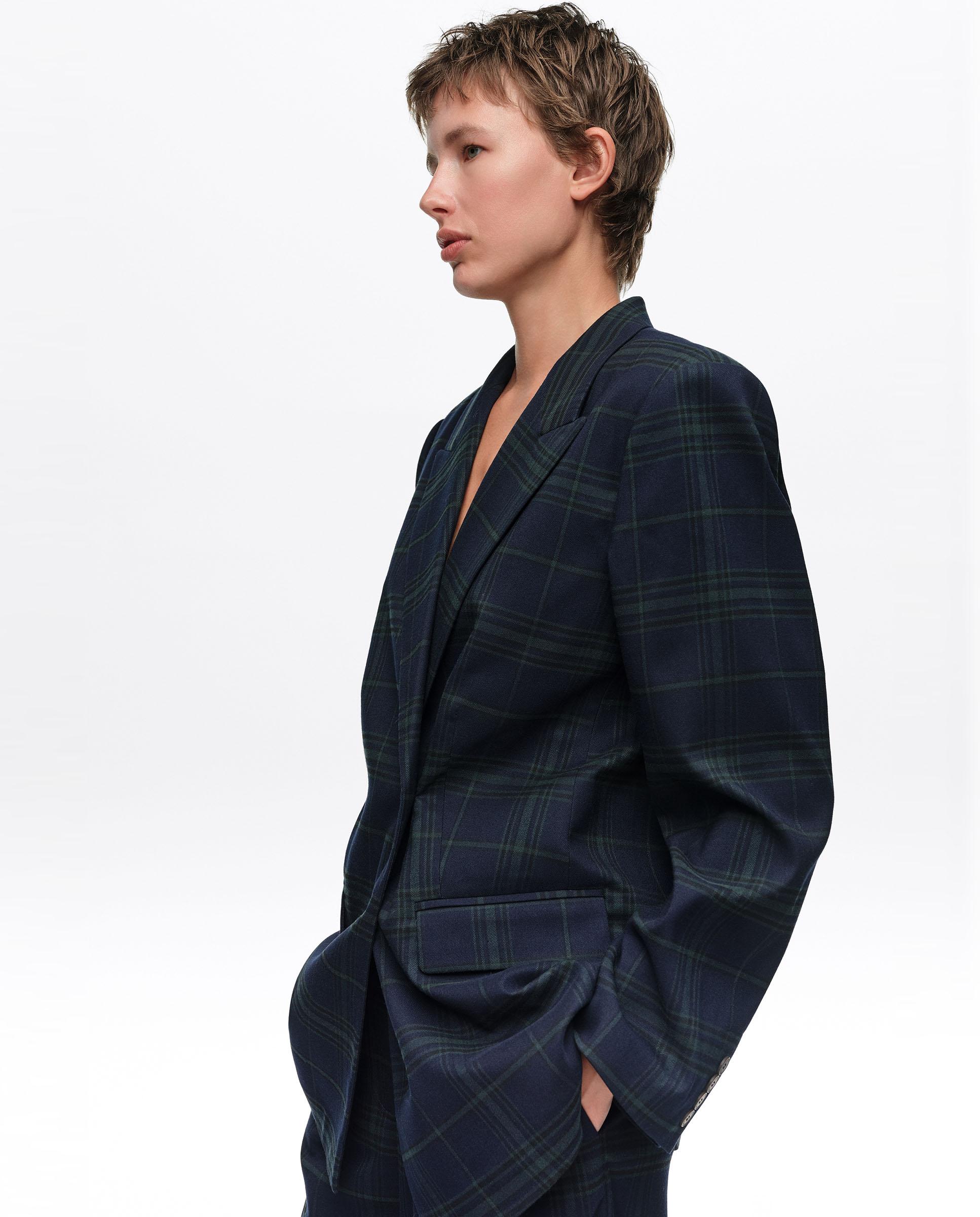 Imagen 2 de Blazer de mujer tipo sastre a cuadros - Bimba y Lola - Azul marino Azul marino