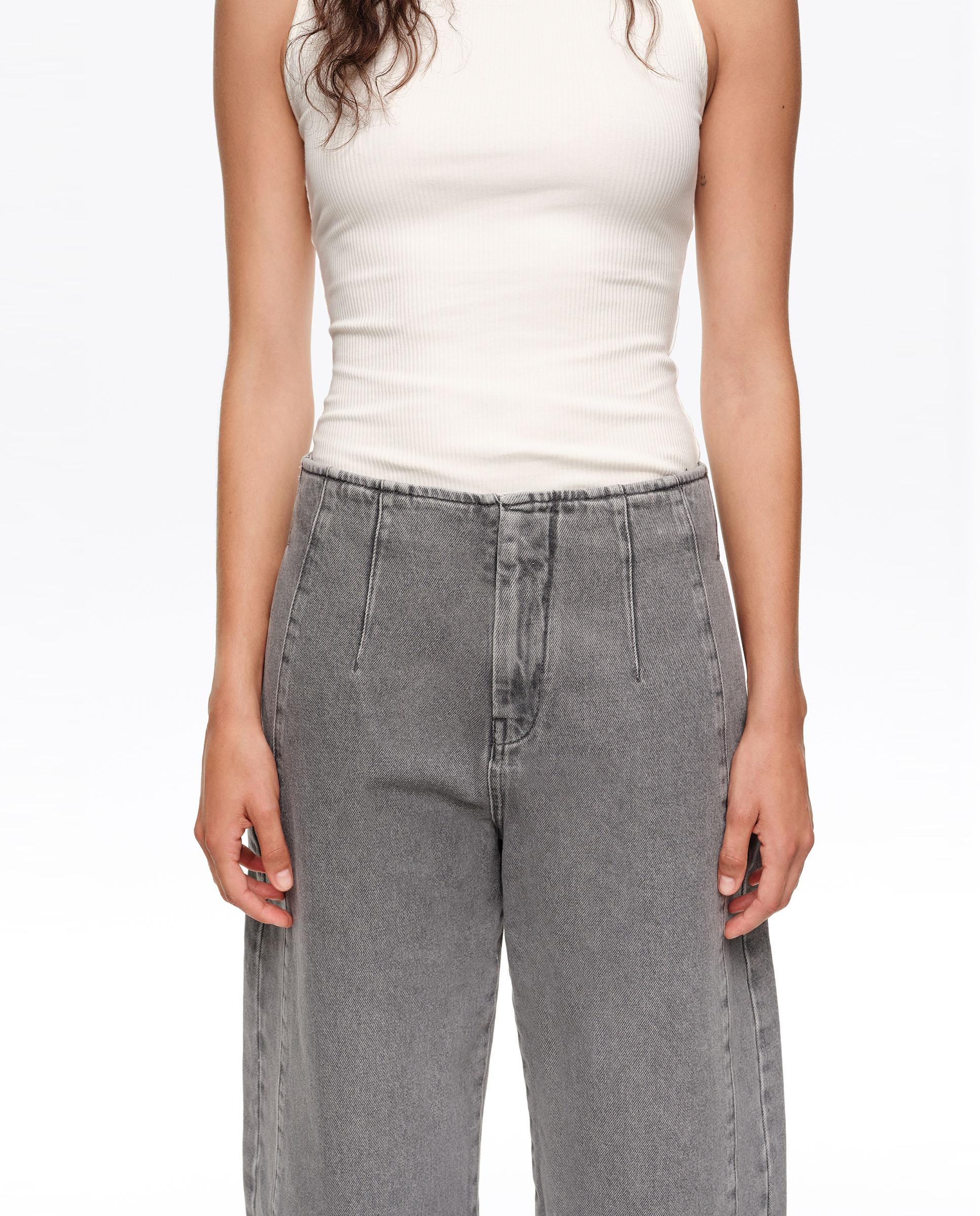 Pantalones anchos de mujer barrel denim hebilla - Bimba y Lola - Gris claro Gris claro-2