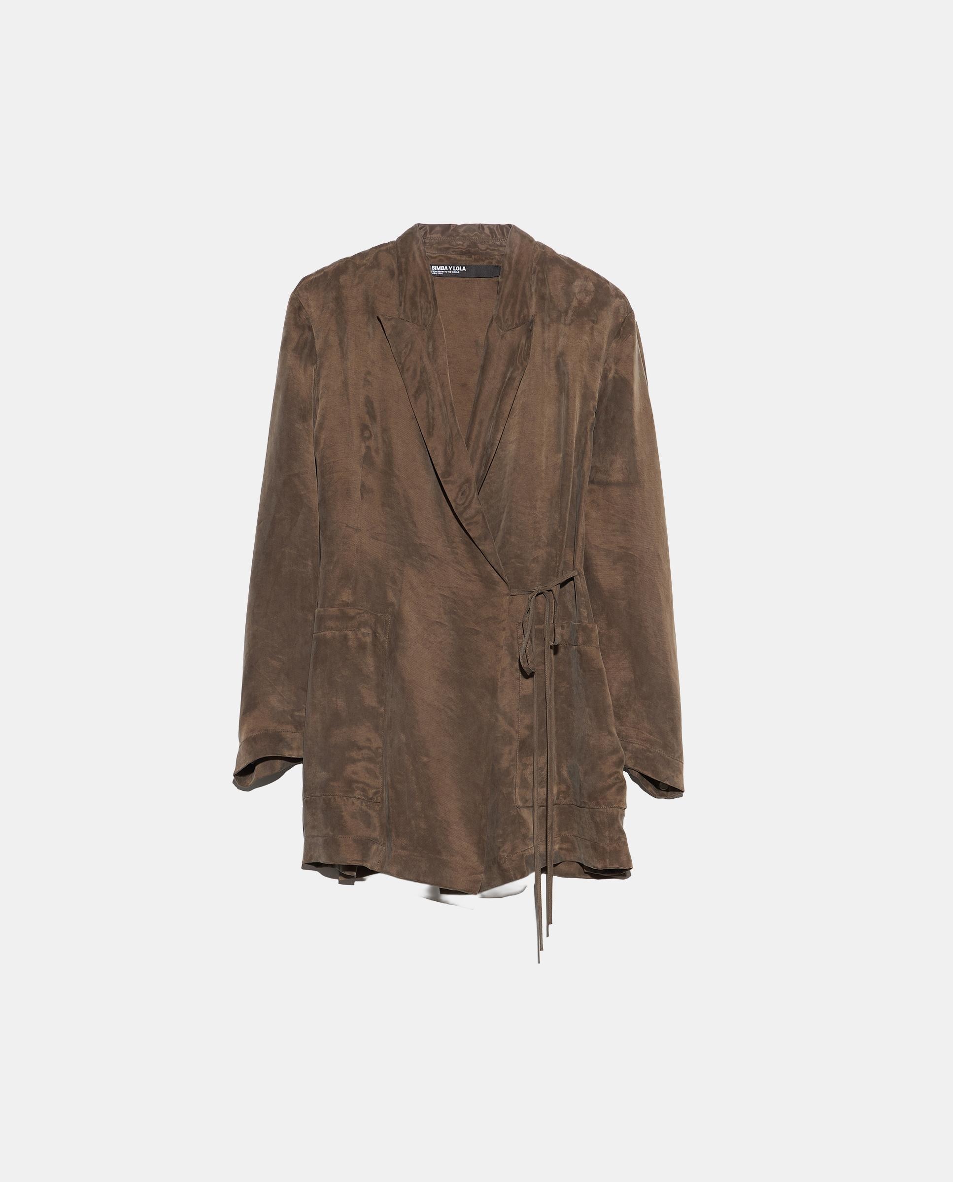 Chaqueta de mujer fluida cruzada - Bimba y Lola - Verde Verde-5
