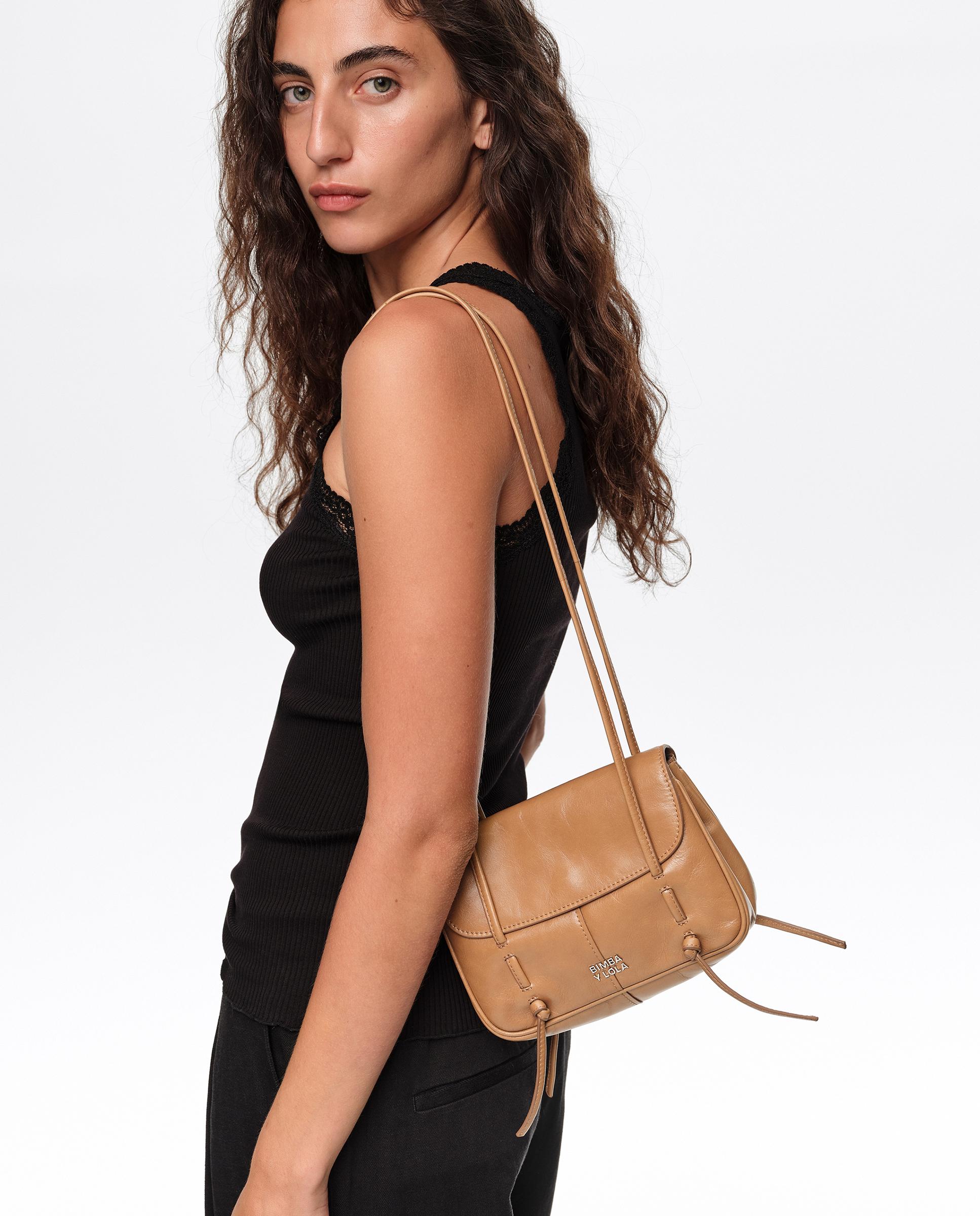 Bolso de mujer solapa mini de piel - Bimba y Lola - Marrón Marrón-2
