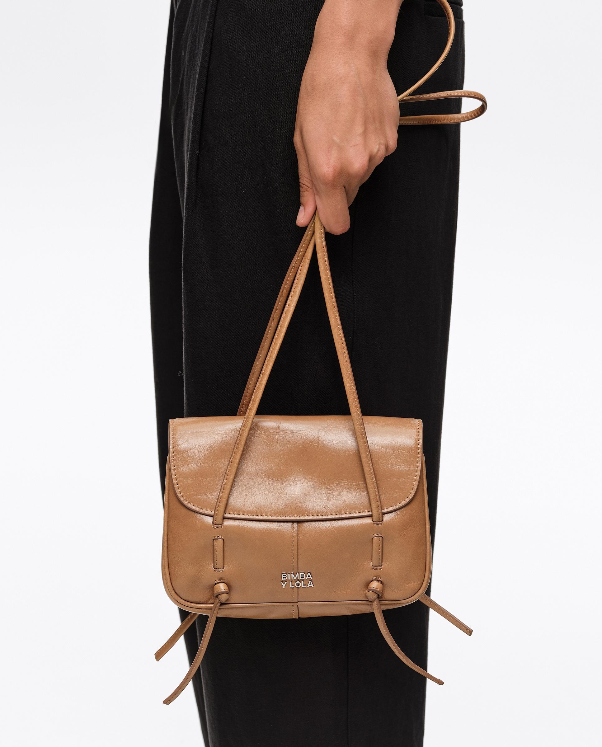 Bolso de mujer solapa mini de piel - Bimba y Lola - Marrón Marrón-3