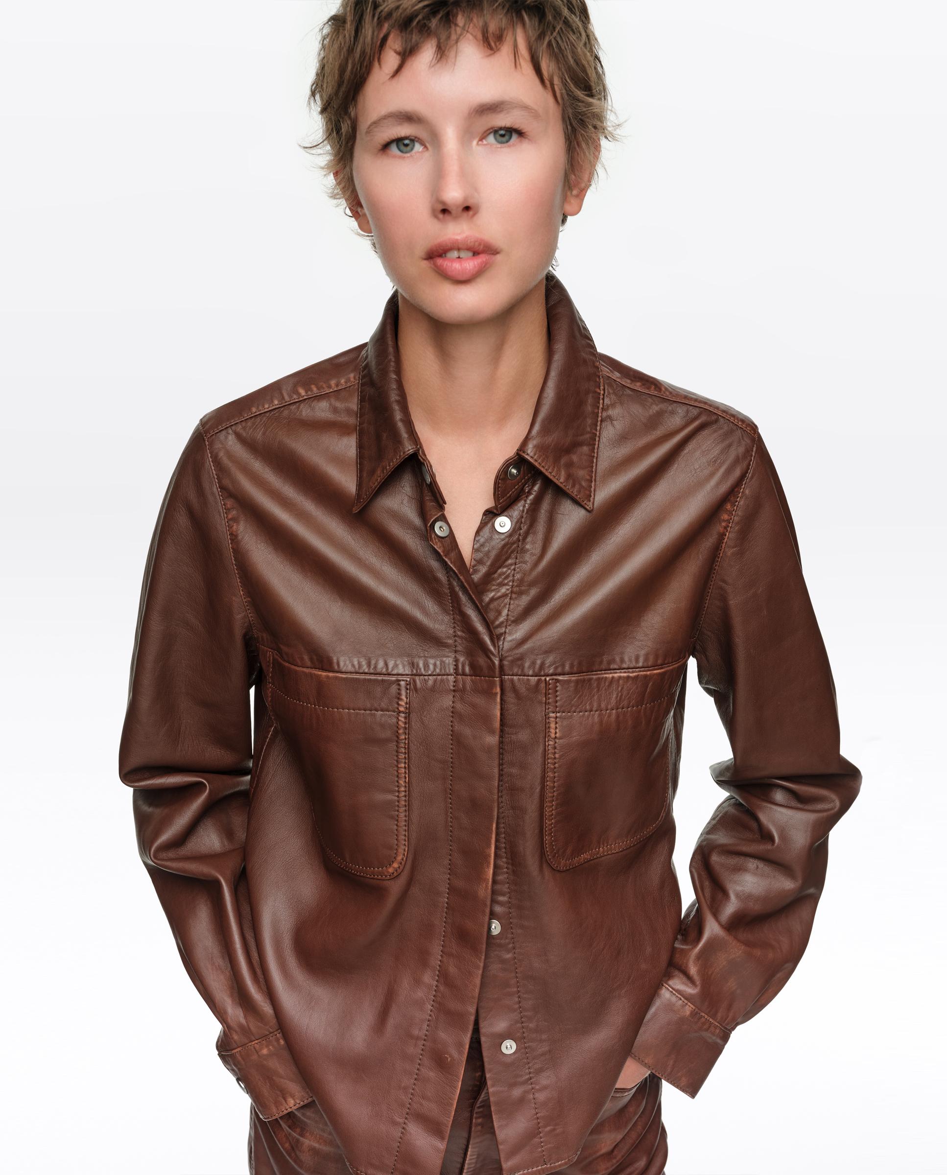 Camisa de mujer piel lavada - Bimba y Lola - Marrón Marrón-5