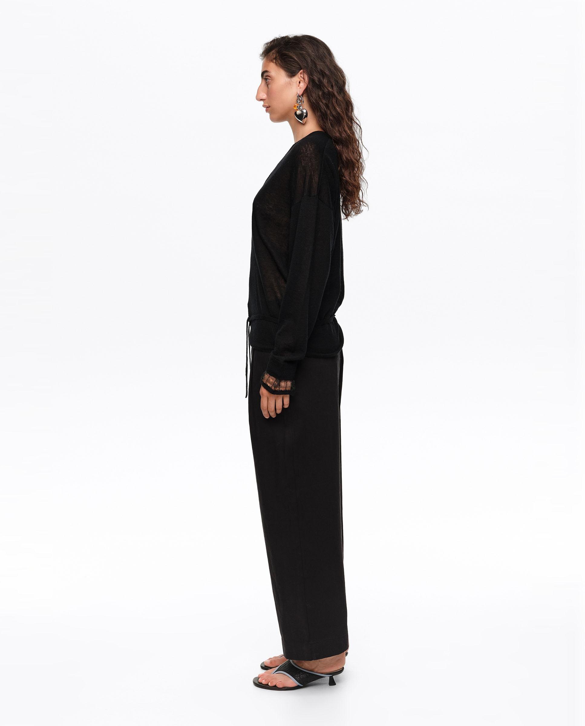 Jersey de mujer canalé manga murciélago con botones - Bimba y Lola - Negro Negro-3