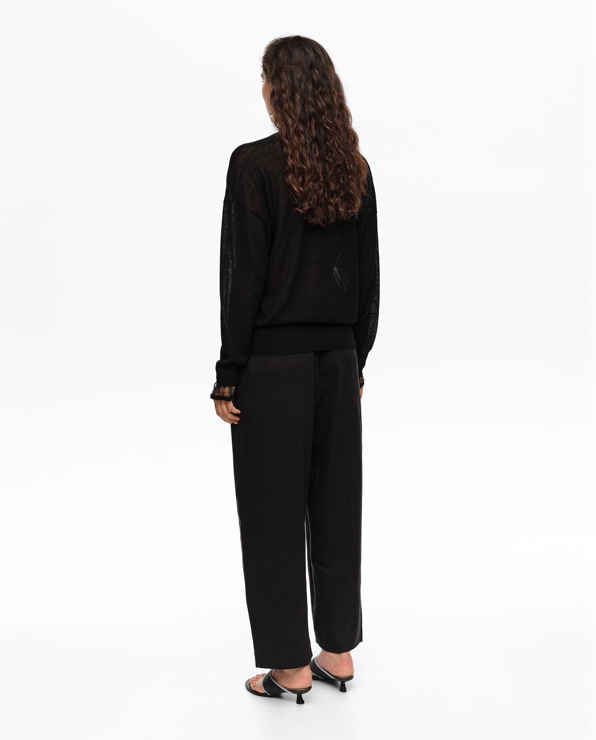 Jersey de mujer canalé manga murciélago con botones - Bimba y Lola - Negro Negro-4