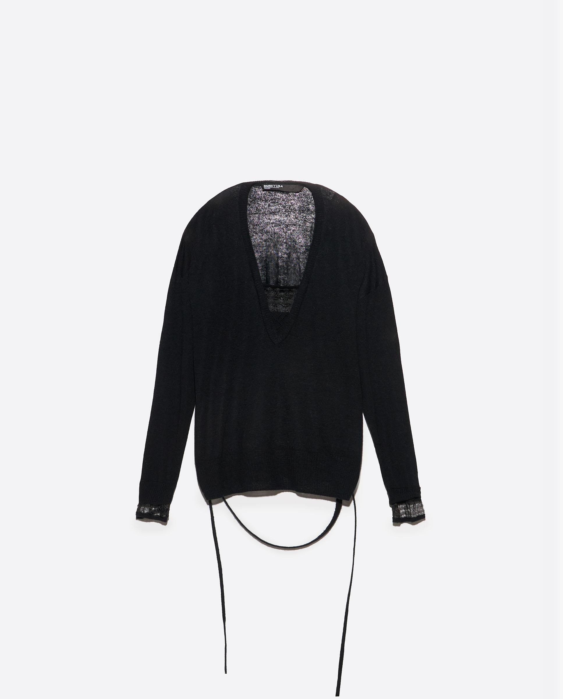 Jersey de mujer canalé manga murciélago con botones - Bimba y Lola - Negro Negro-6