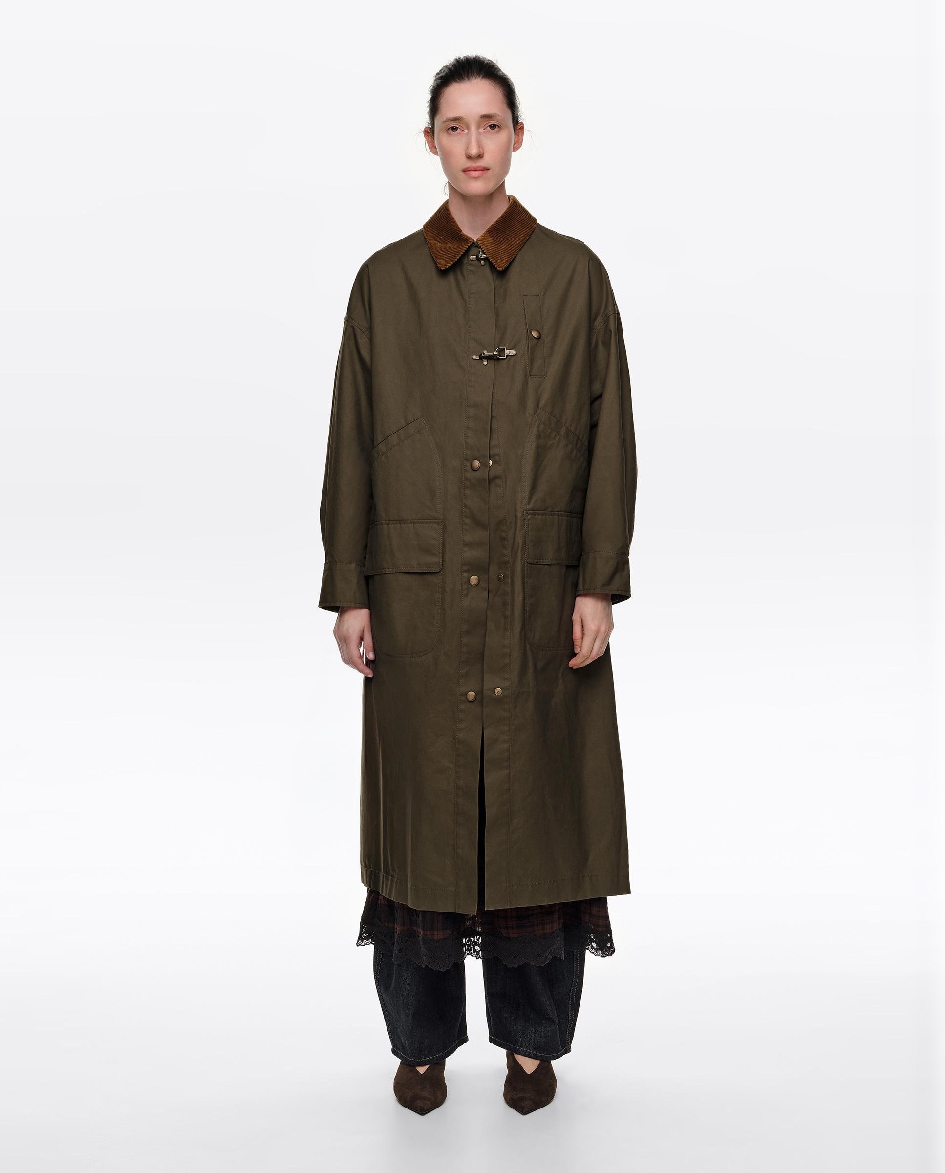 Gabardina de mujer encerada largo maxi - Bimba y Lola - Kaki Kaki-1