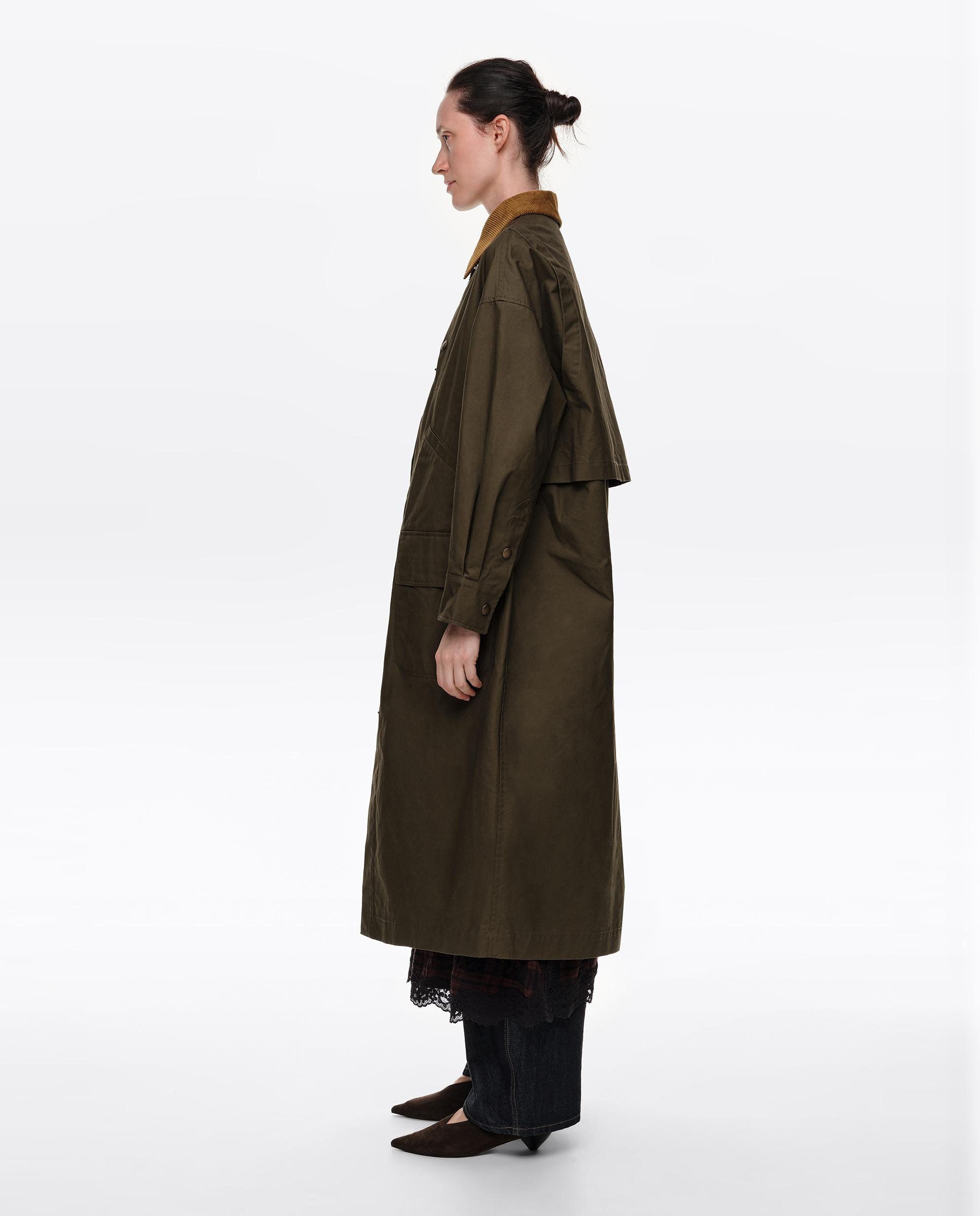 Gabardina de mujer encerada largo maxi - Bimba y Lola - Kaki Kaki-3