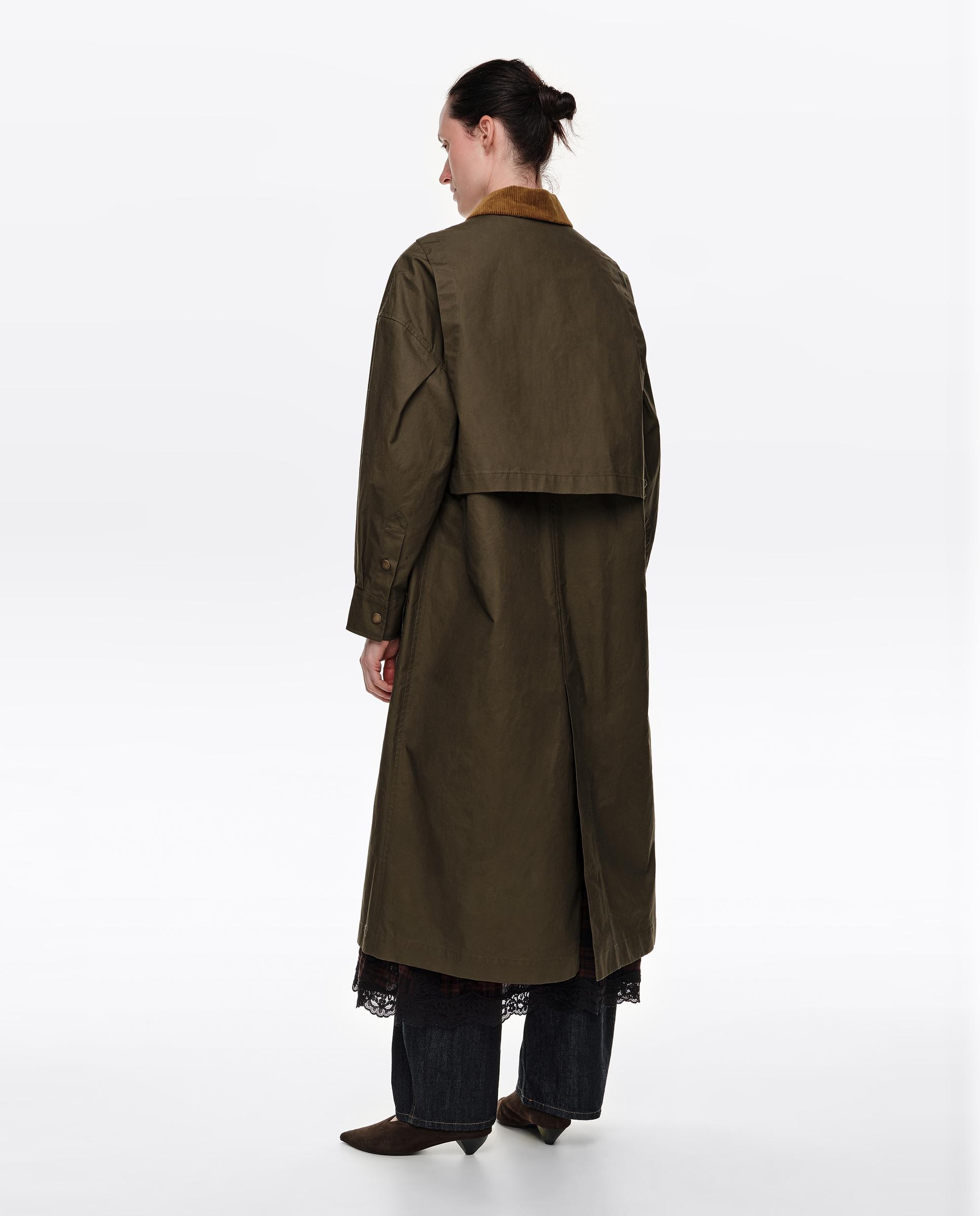 Gabardina de mujer encerada largo maxi - Bimba y Lola - Kaki Kaki-4