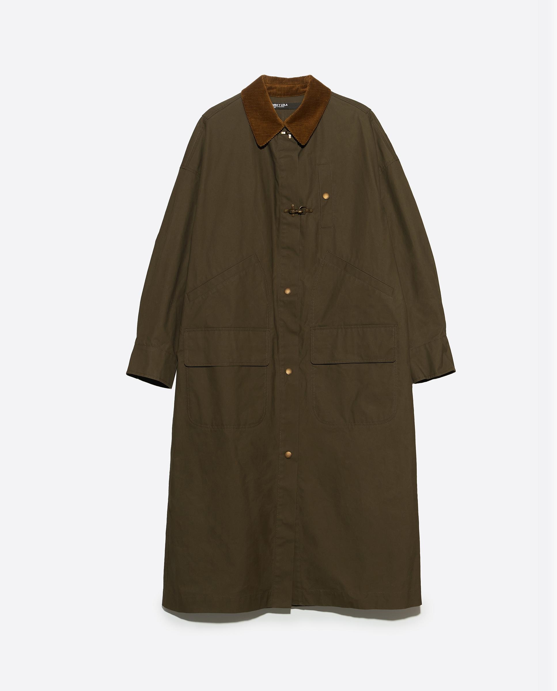 Gabardina de mujer encerada largo maxi - Bimba y Lola - Kaki Kaki-6