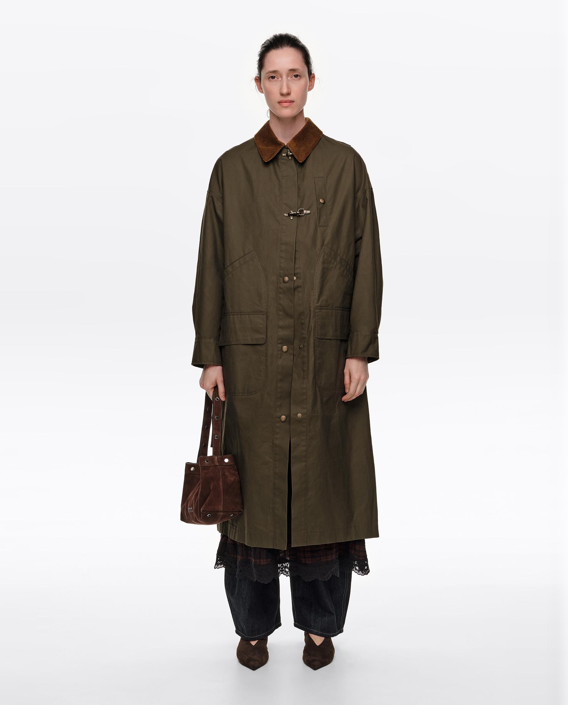 Gabardina de mujer encerada largo maxi - Bimba y Lola - Kaki Kaki-5