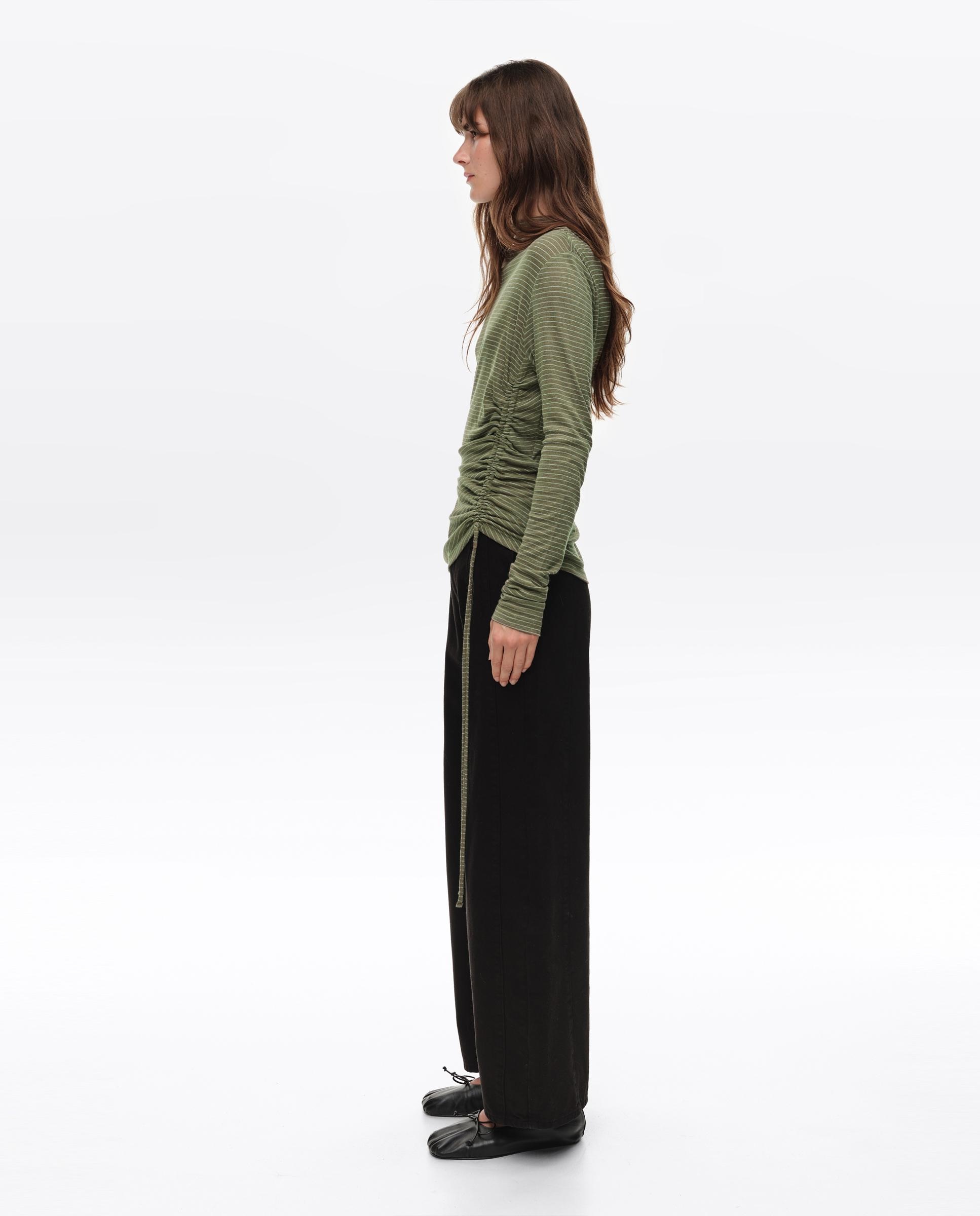 Camiseta de mujer fluida fruncida rayas - Bimba y Lola - Verde Verde-2