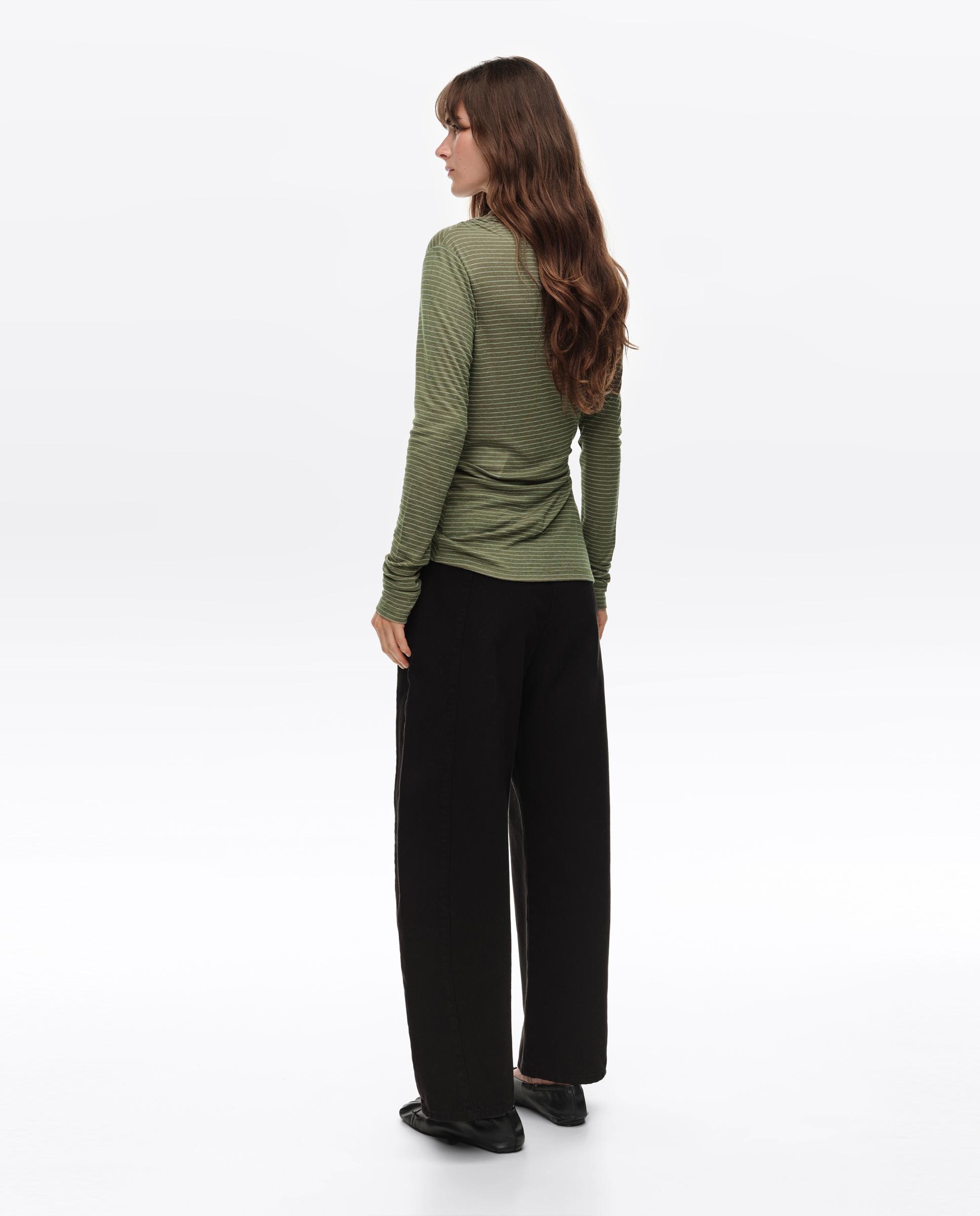 Camiseta de mujer fluida fruncida rayas - Bimba y Lola - Verde Verde-3