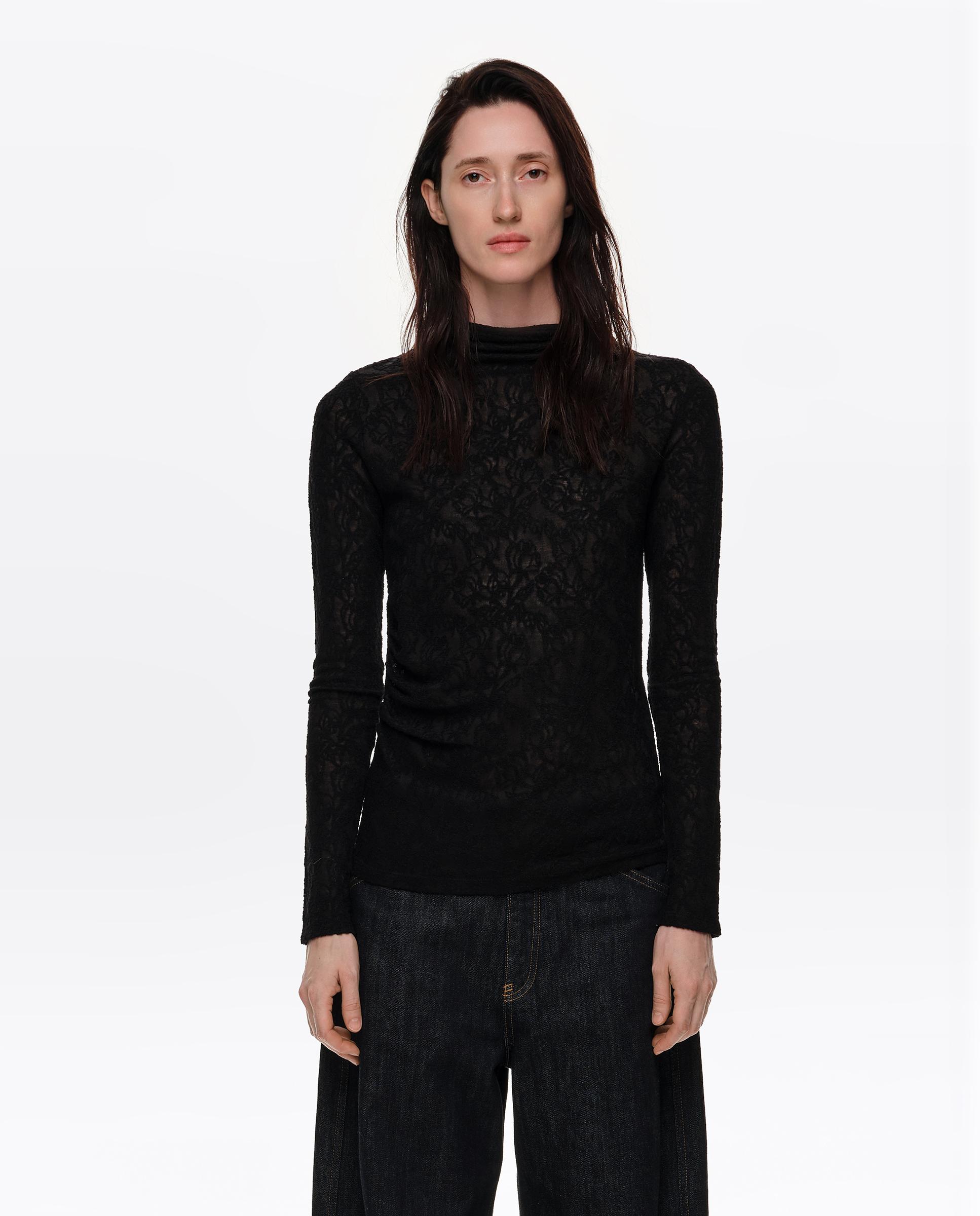 Imagen 0 de Camiseta de mujer jacquard lana Negro