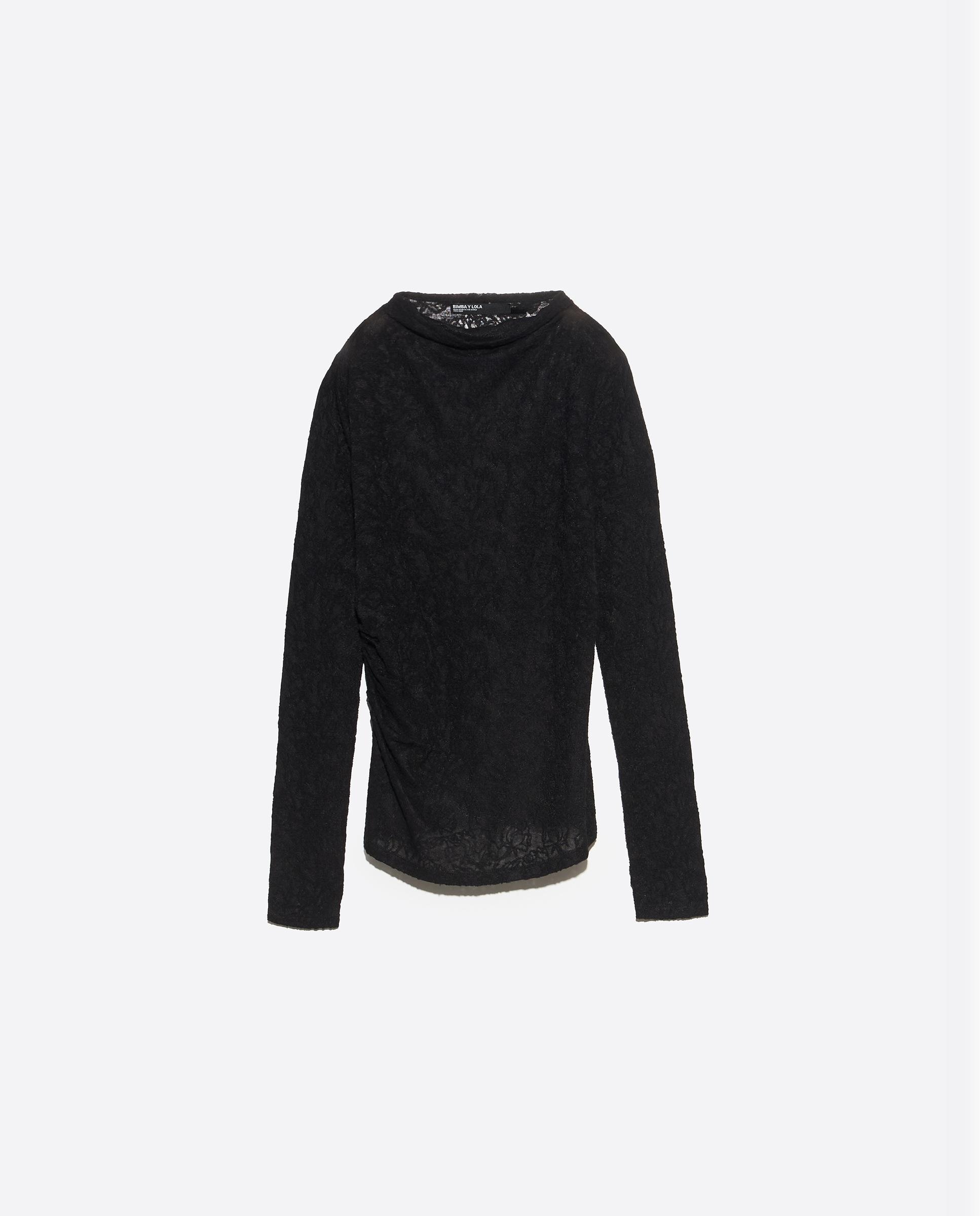 Camiseta de mujer jacquard lana - Bimba y Lola - Negro Negro-6