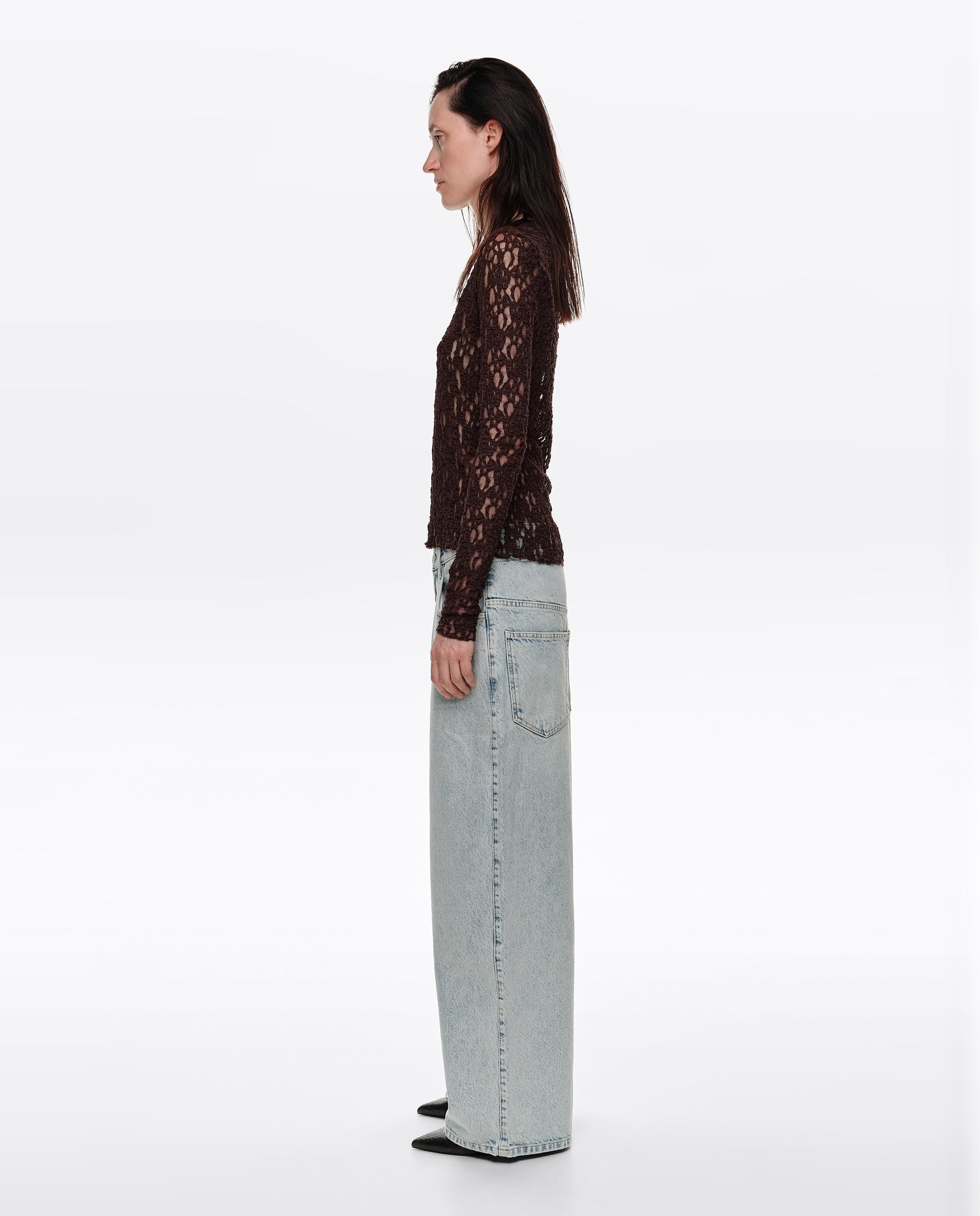 Camiseta de mujer ajustada encaje - Bimba y Lola - Marrón chocolate Marrón chocolate-3