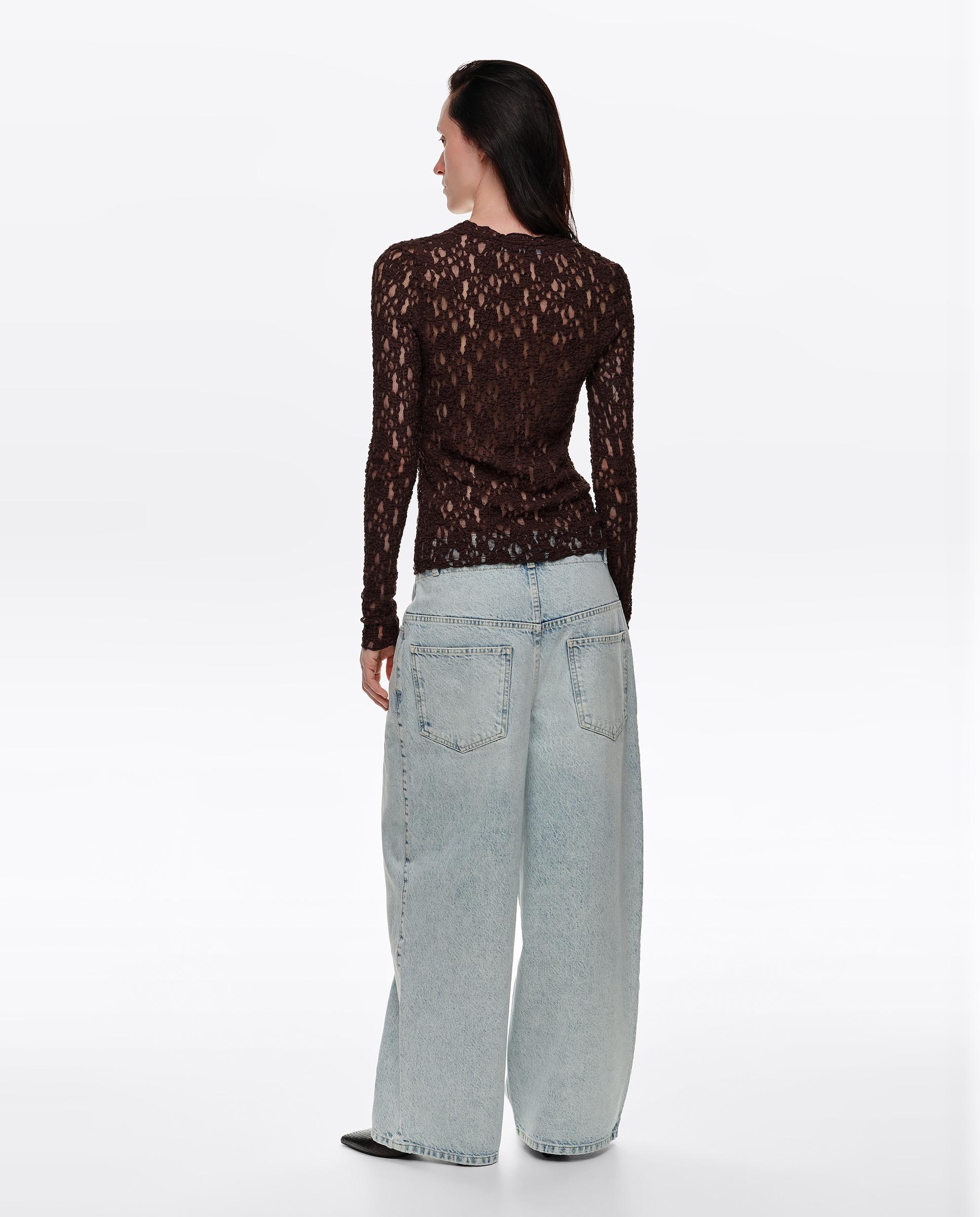 Camiseta de mujer ajustada encaje - Bimba y Lola - Marrón chocolate Marrón chocolate-4