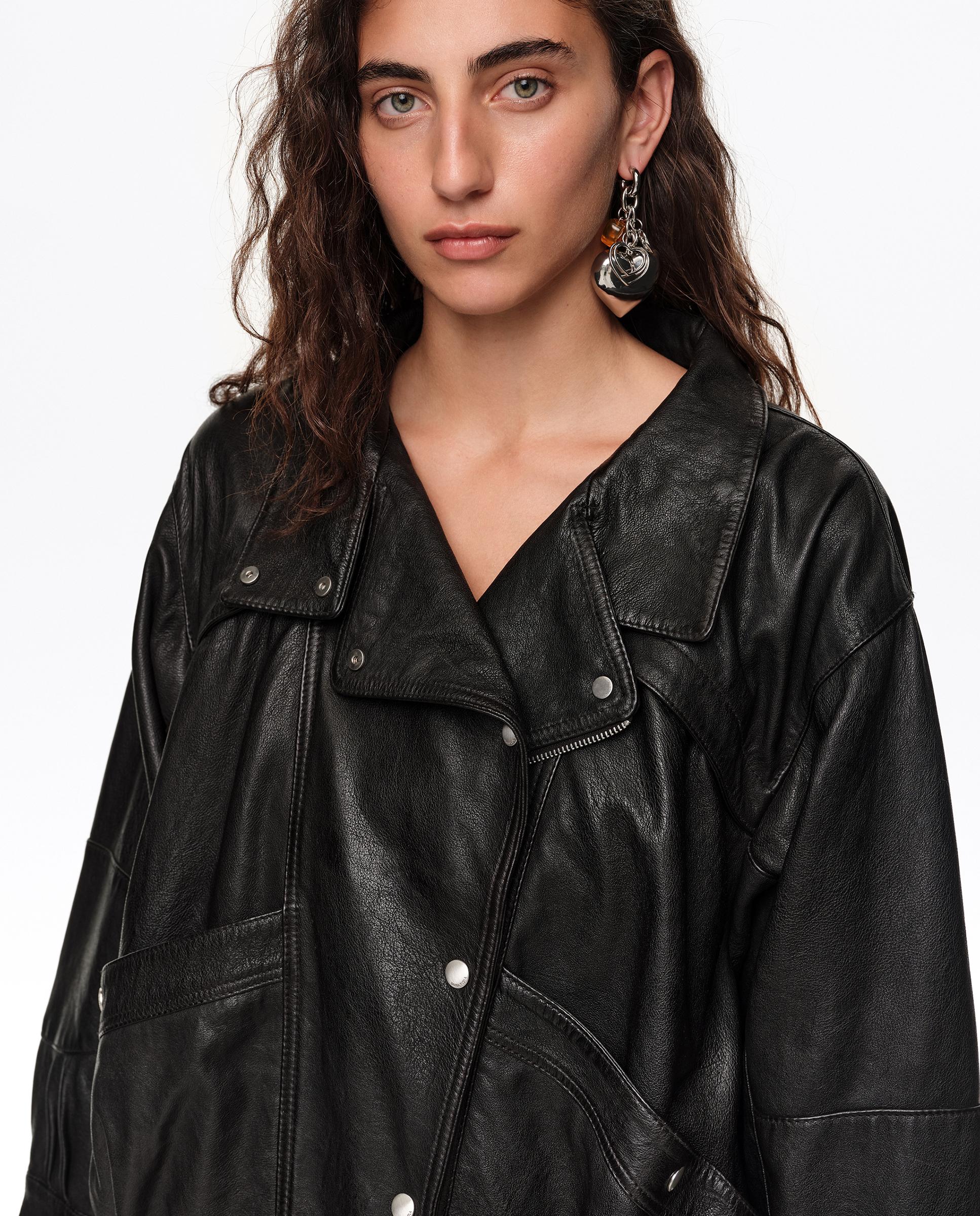Cazadora de mujer de piel con volumen - Bimba y Lola - Negro Negro-2