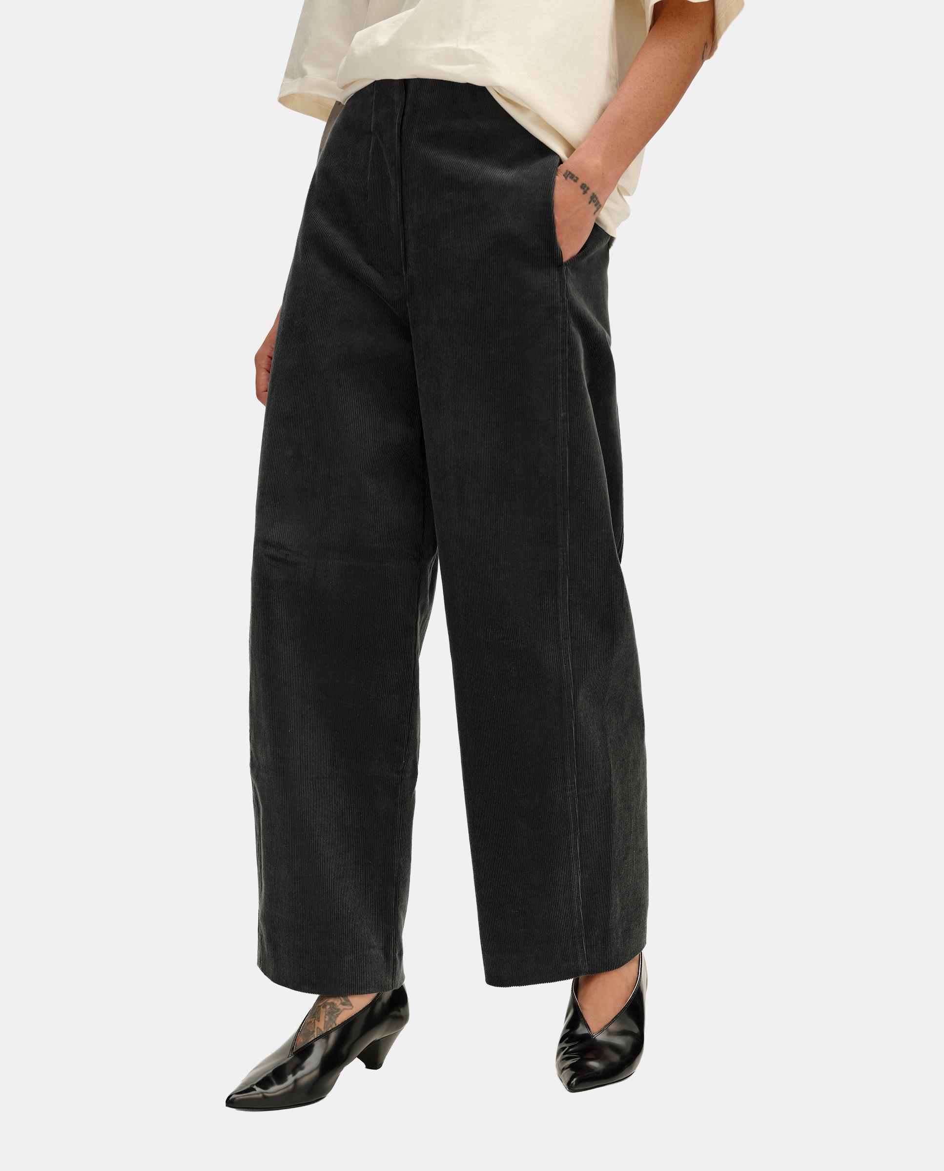 Pantalones anchos de mujer barrel pana - Bimba y Lola - Gris oscuro Gris oscuro-3