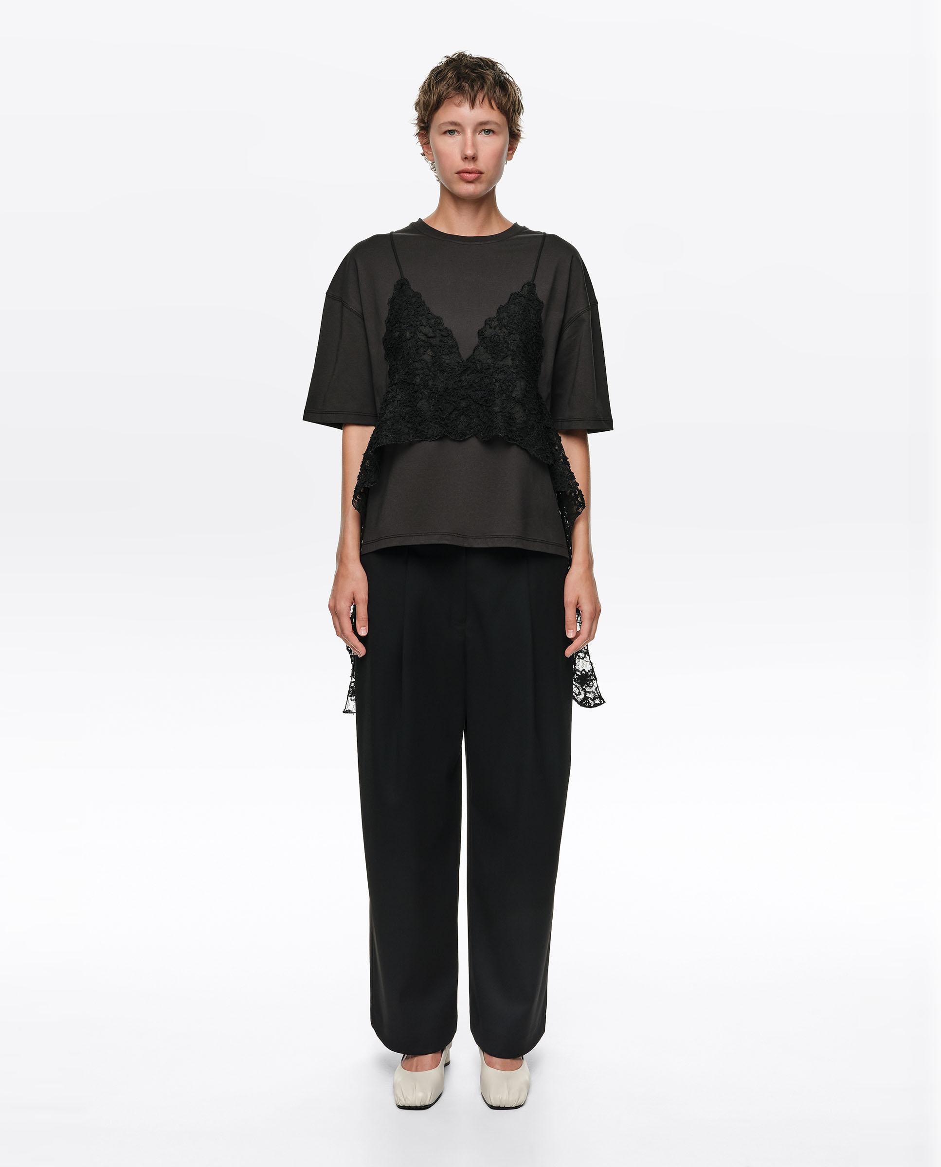 Pantalones rectos de mujer pinzas largo - Bimba y Lola - Negro Negro-1
