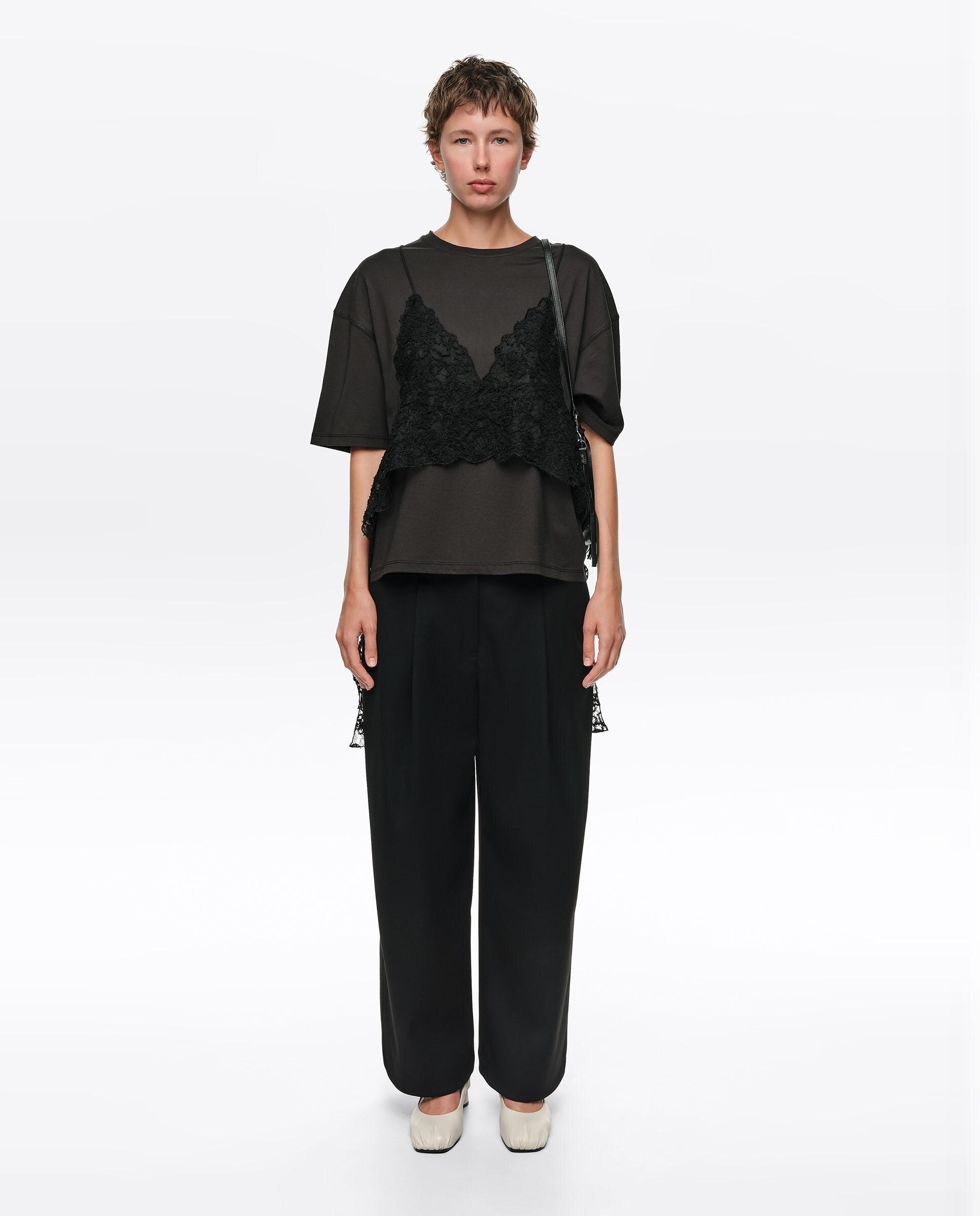 Pantalones rectos de mujer pinzas largo - Bimba y Lola - Negro Negro-5