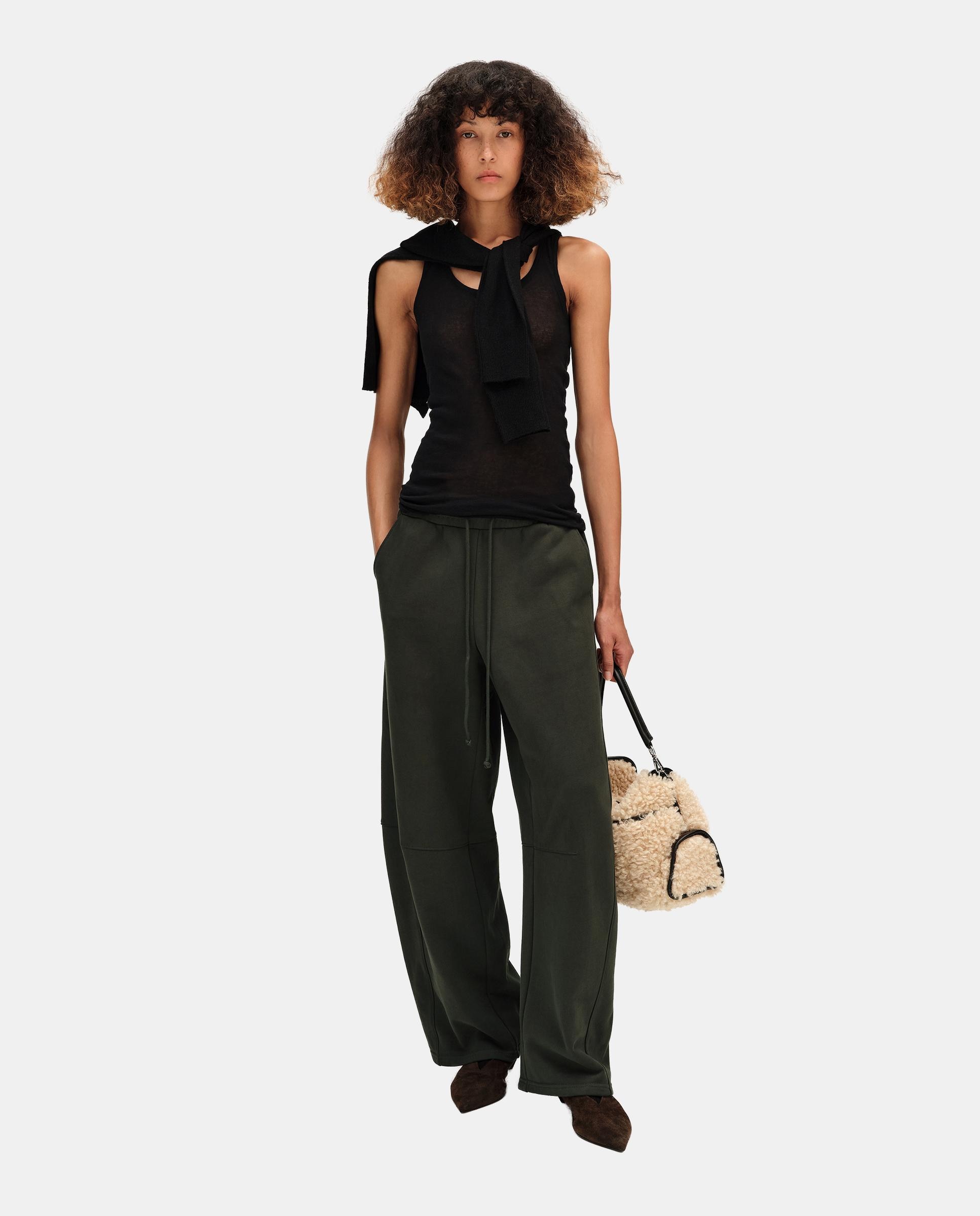 Imagen 1 de Pantalones jogger de mujer algodón fluido Verde oscuro