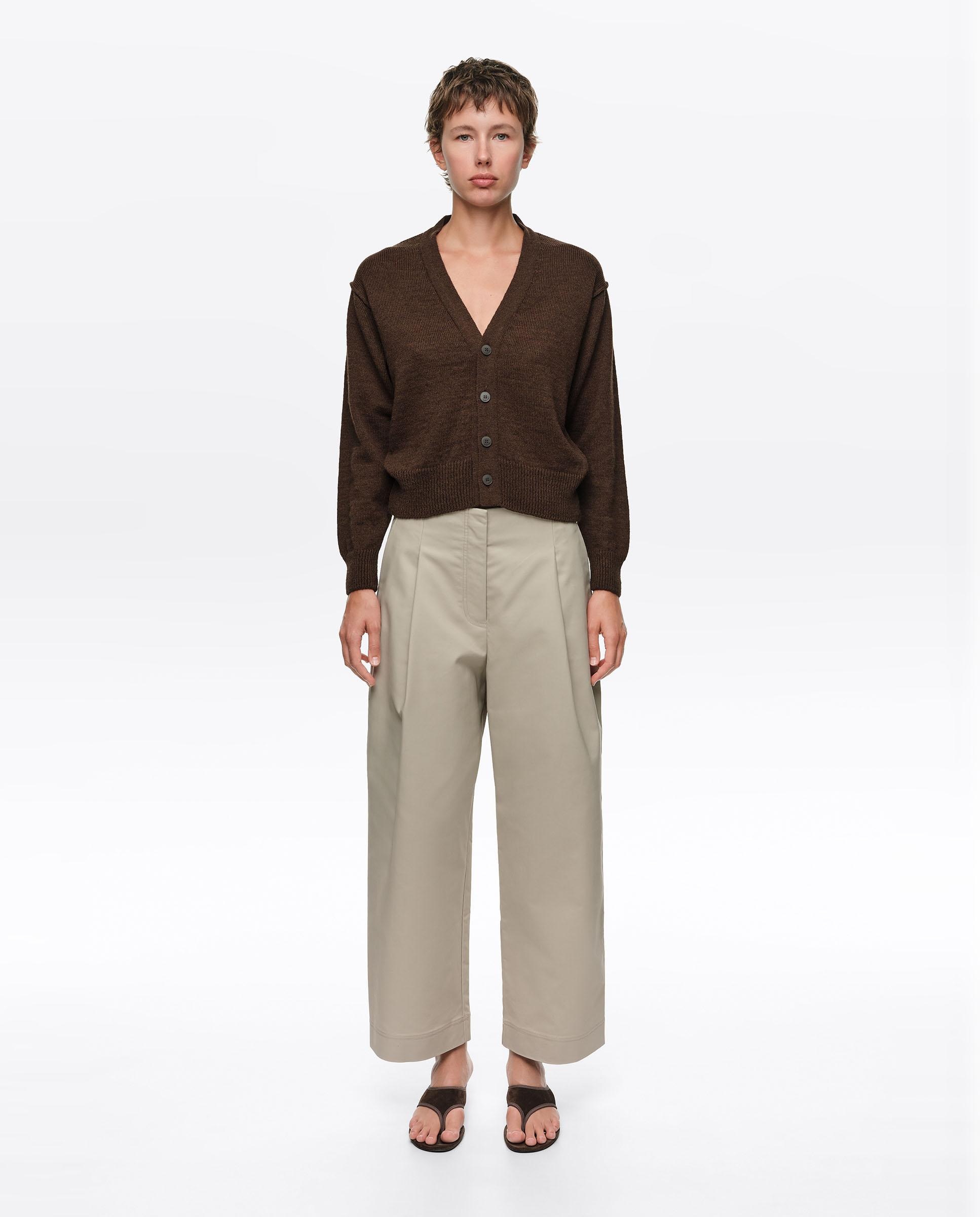 Imagen 0 de Pantalones rectos de mujer pinzas liso Piedra
