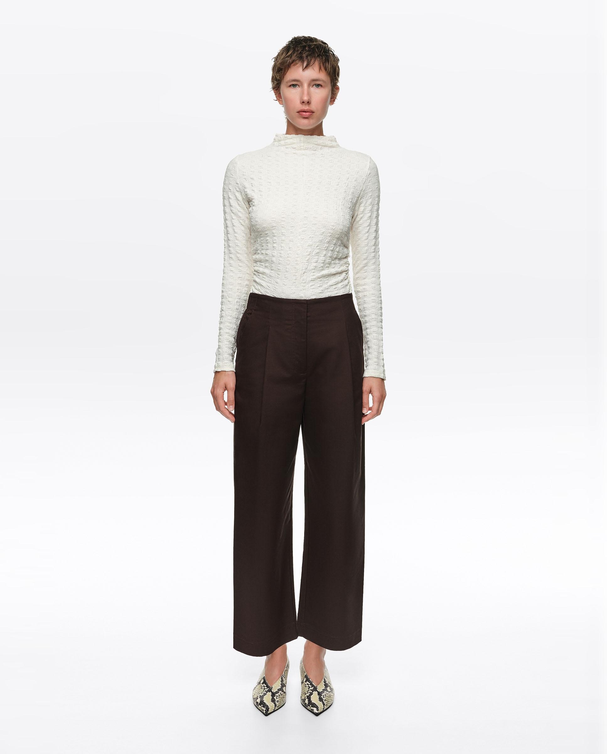 Pantalones rectos de mujer pinzas liso - Bimba y Lola - Marrón chocolate Marrón chocolate-1