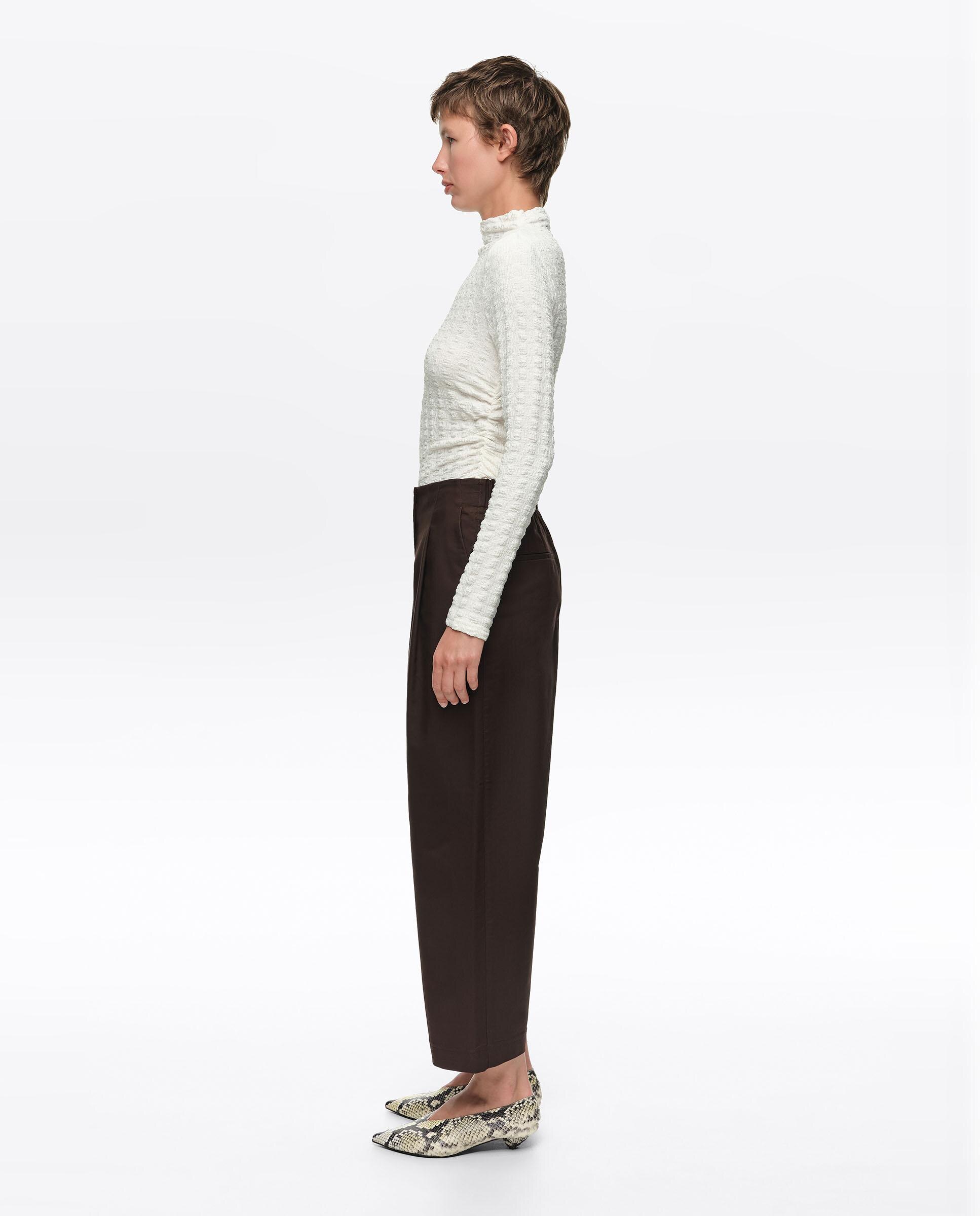 Pantalones rectos de mujer pinzas liso - Bimba y Lola - Marrón chocolate Marrón chocolate-3