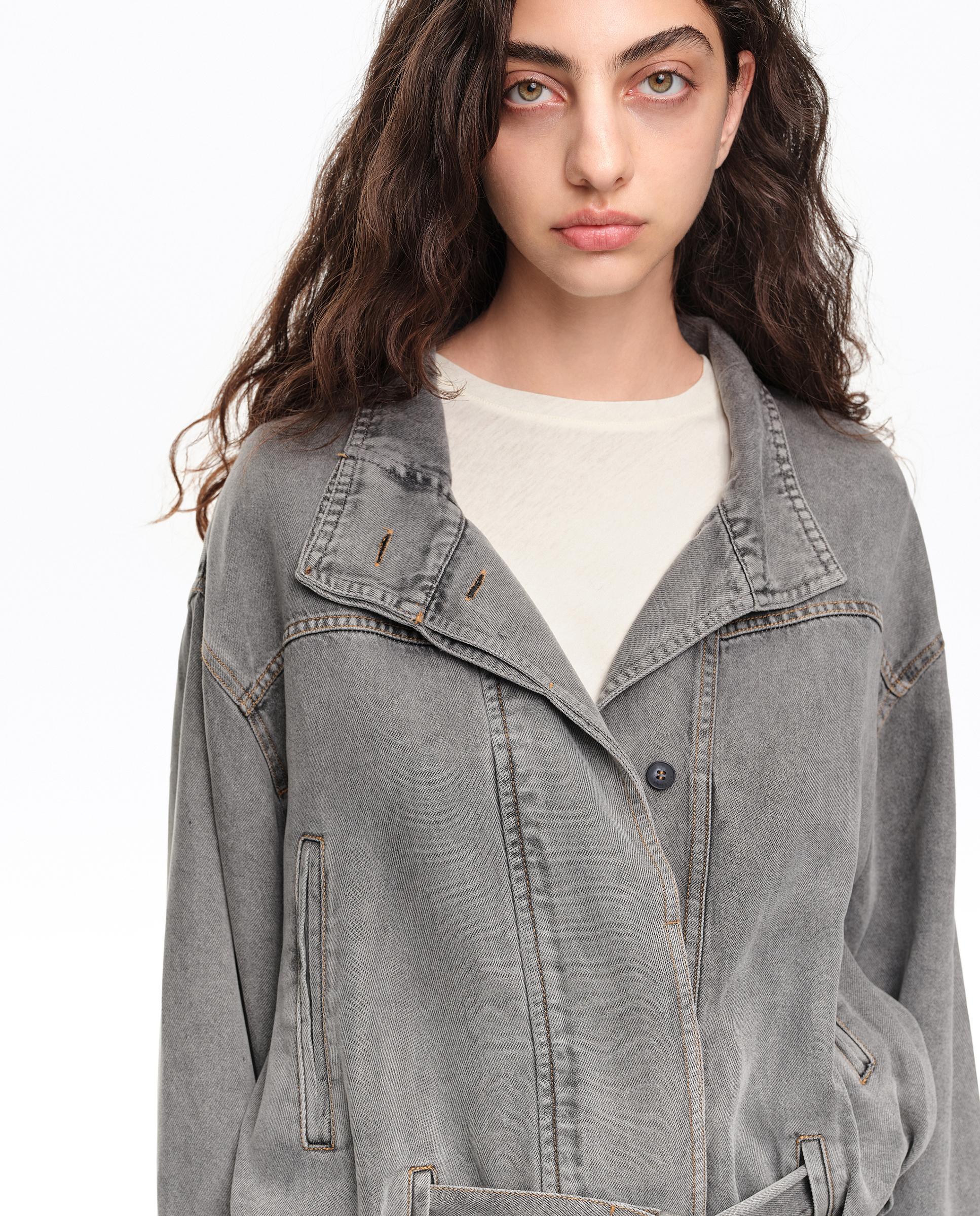 Cazadora de mujer denim fluida - Bimba y Lola - Gris claro Gris claro-2