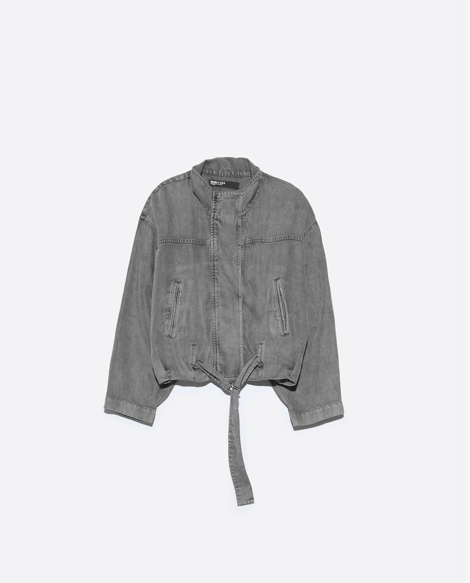 Cazadora de mujer denim fluida - Bimba y Lola - Gris claro Gris claro-5