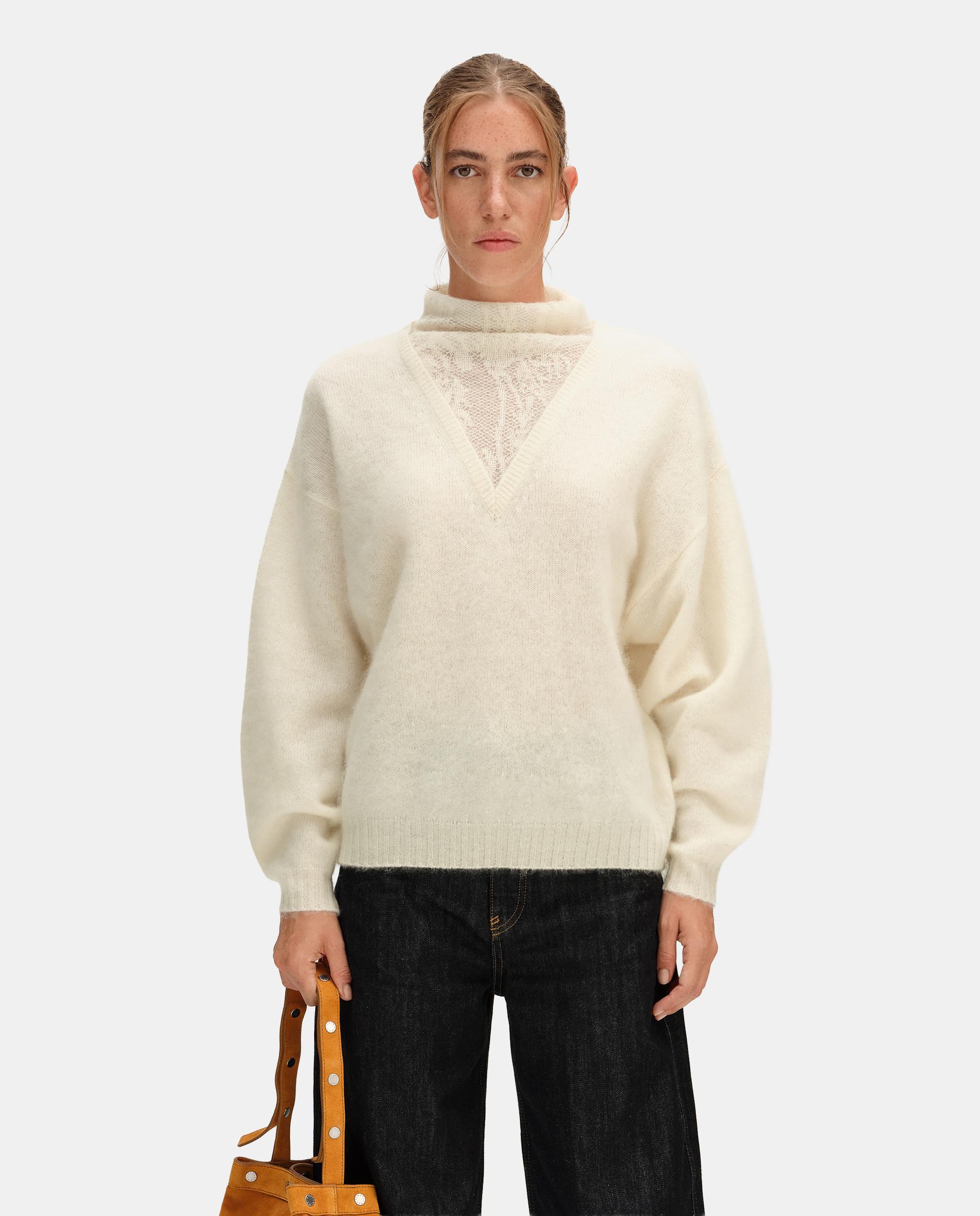 Jersey de mujer lana cuello calado - Bimba y Lola - Marfil Marfil-1