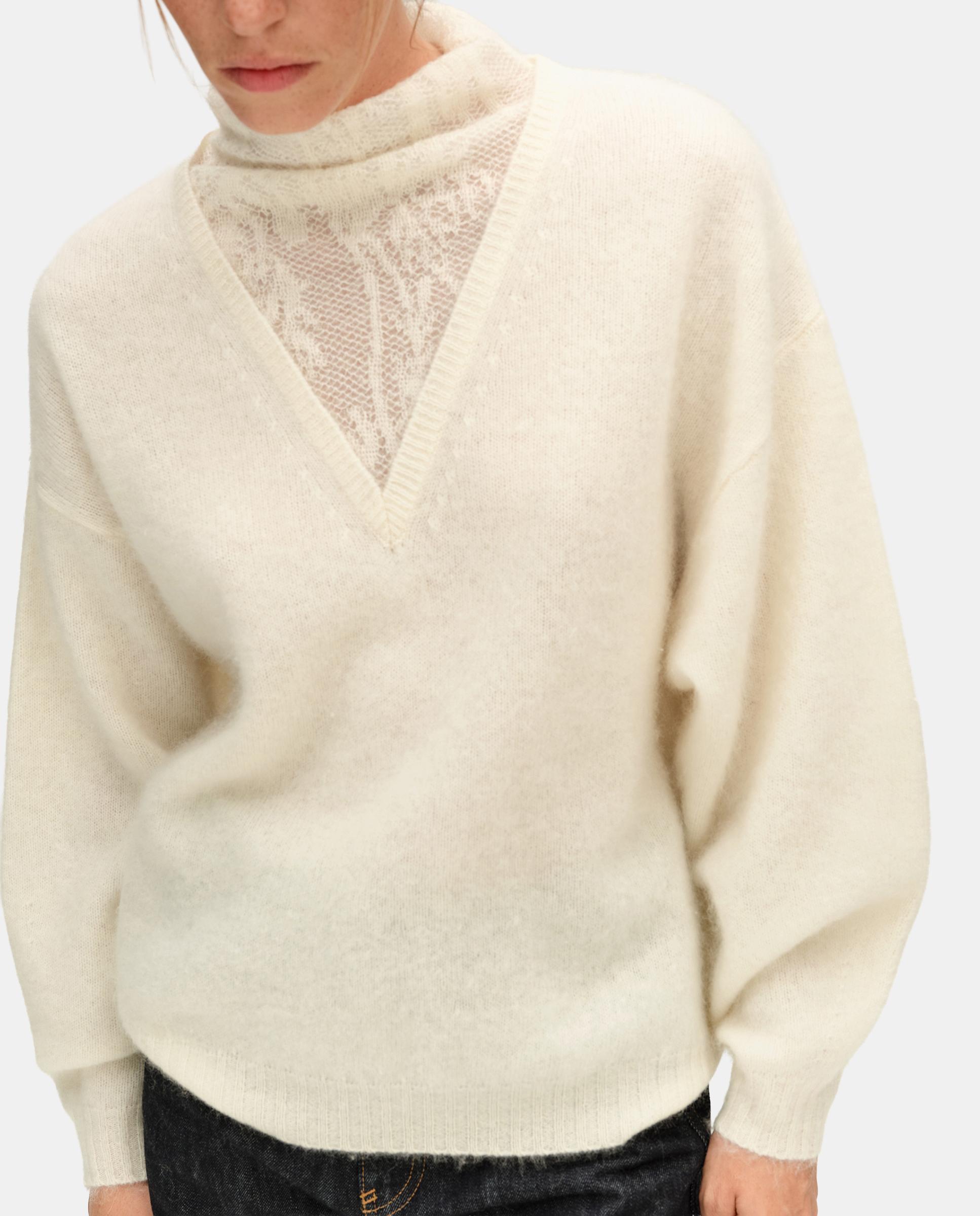 Jersey de mujer lana cuello calado - Bimba y Lola - Marfil Marfil-3