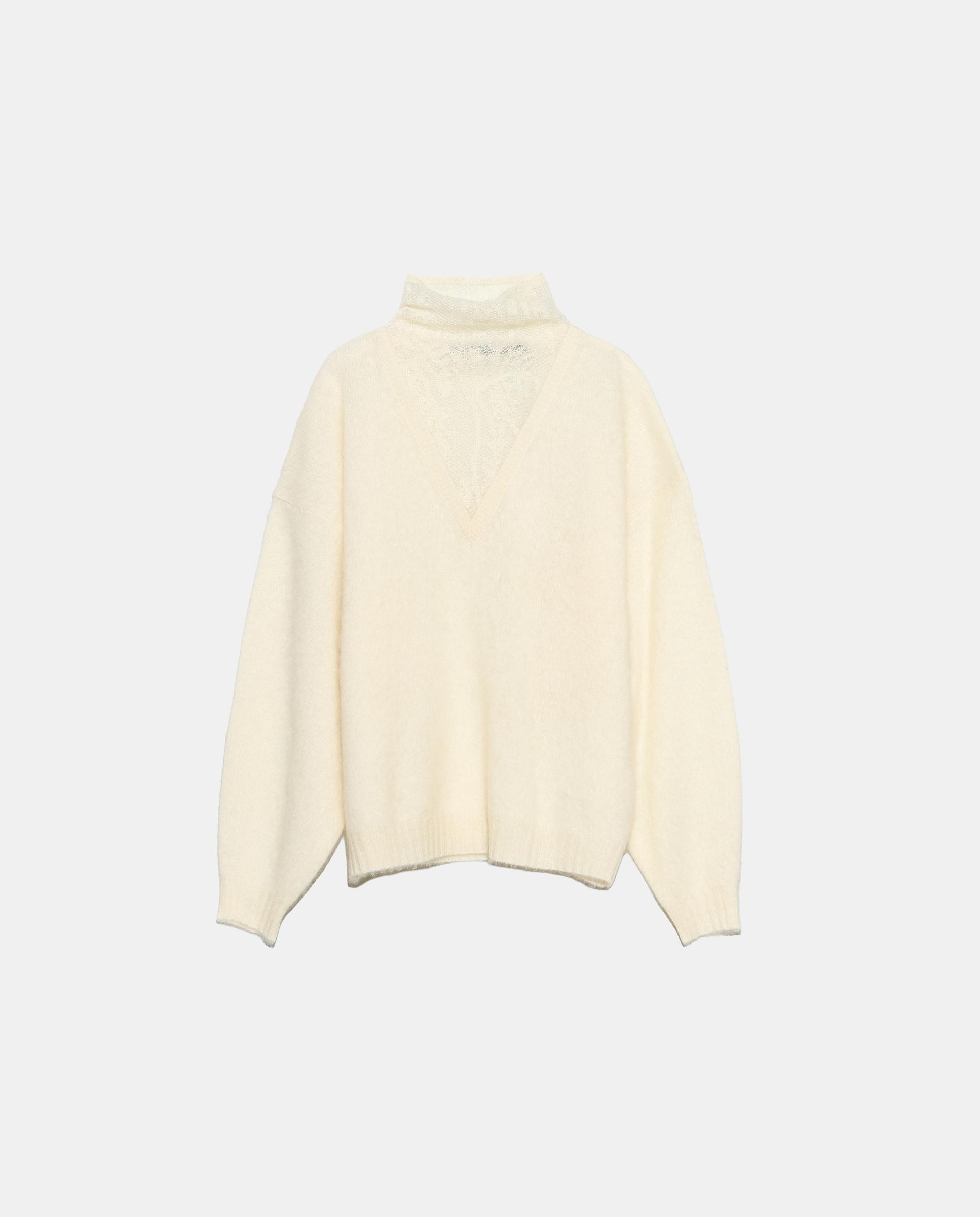 Jersey de mujer lana cuello calado - Bimba y Lola - Marfil Marfil-5