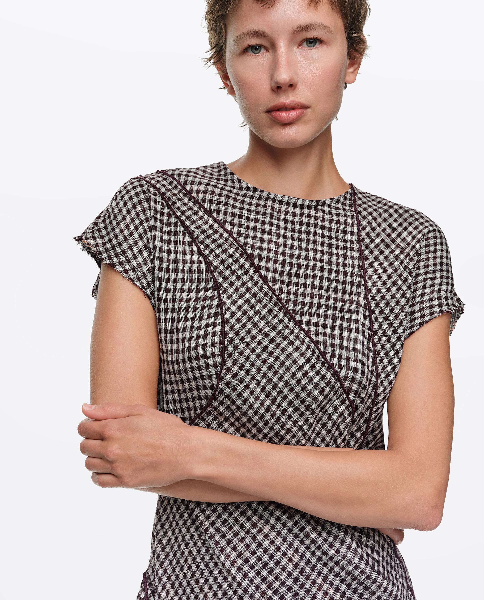 Vestido patchwork al tallo cuadros - Bimba y Lola - Marrón oscuro Marrón oscuro-2