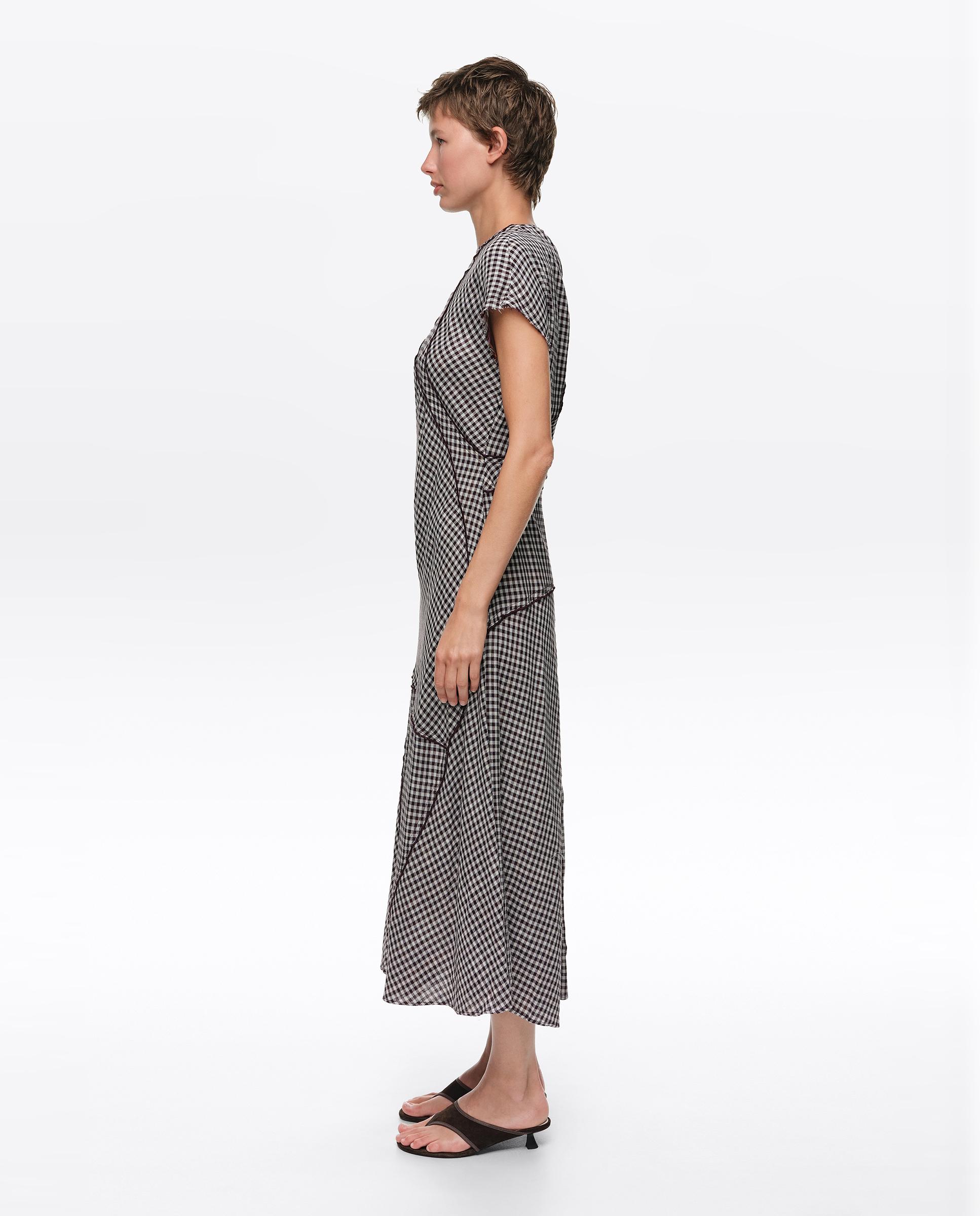 Vestido patchwork al tallo cuadros - Bimba y Lola - Marrón oscuro Marrón oscuro-4