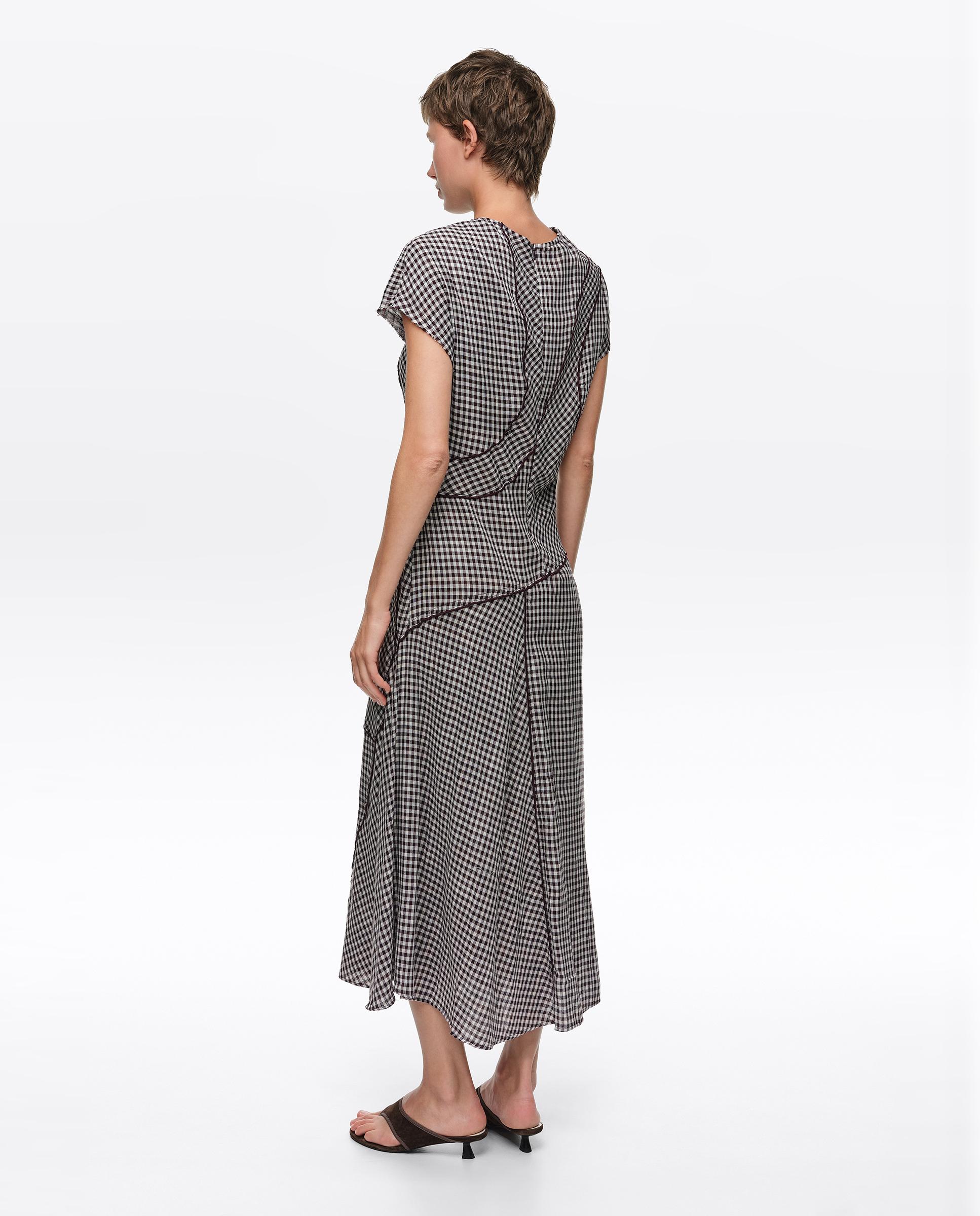 Vestido patchwork al tallo cuadros - Bimba y Lola - Marrón oscuro Marrón oscuro-5