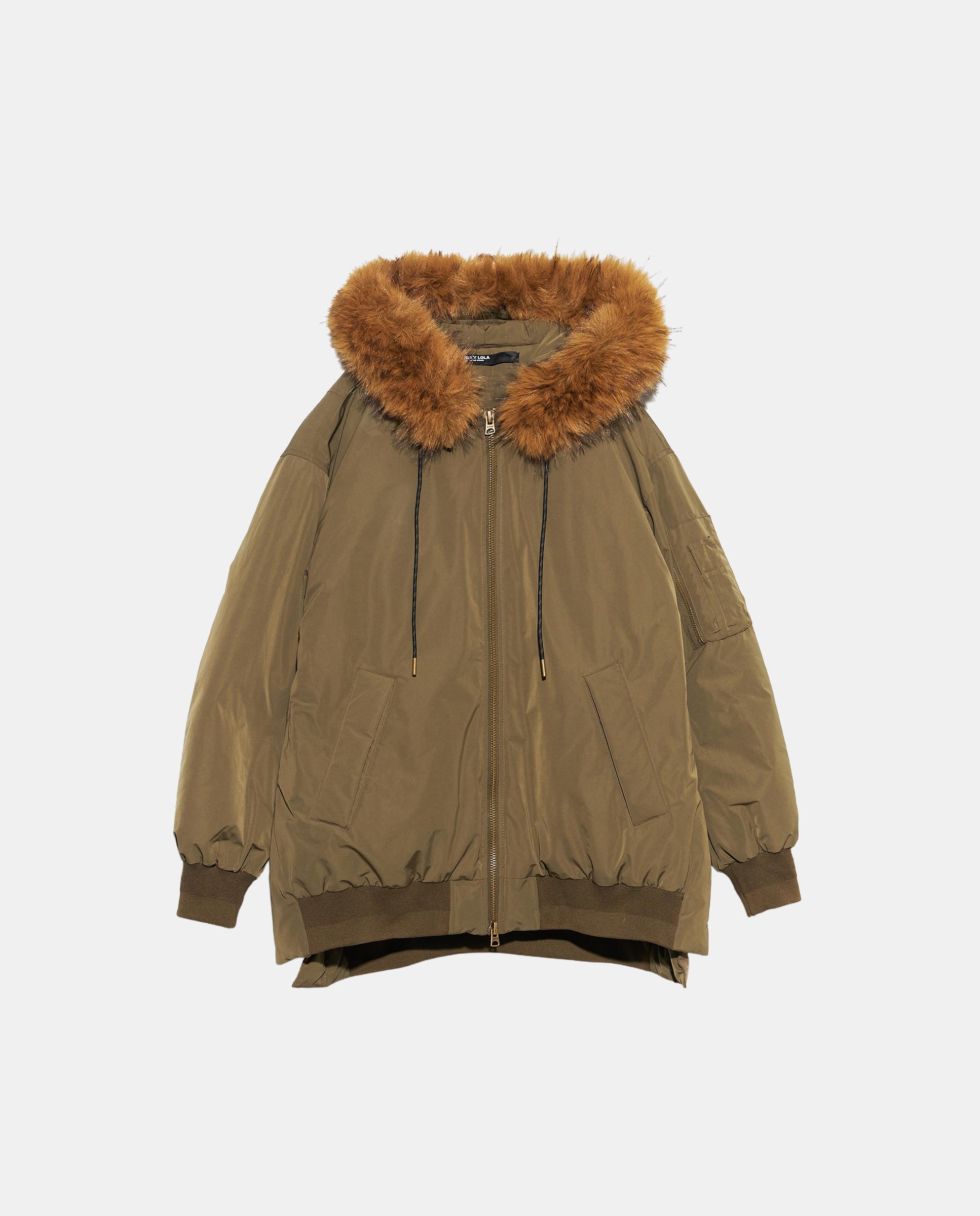 Plumífero de mujer bomber capucha - Bimba y Lola - Kaki Kaki-5
