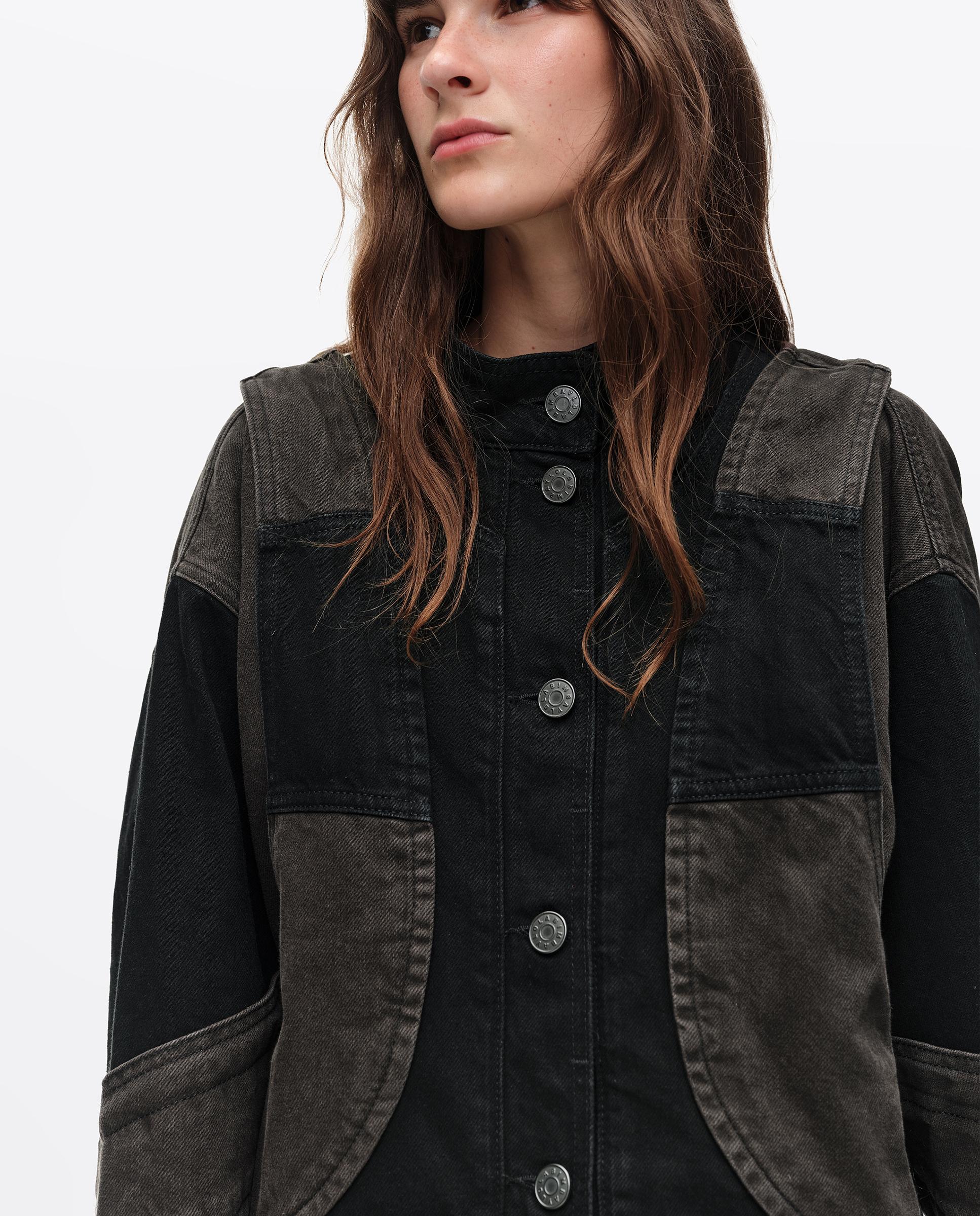 Cazadora de mujer denim oversize bicolor - Bimba y Lola - Negro Negro-2