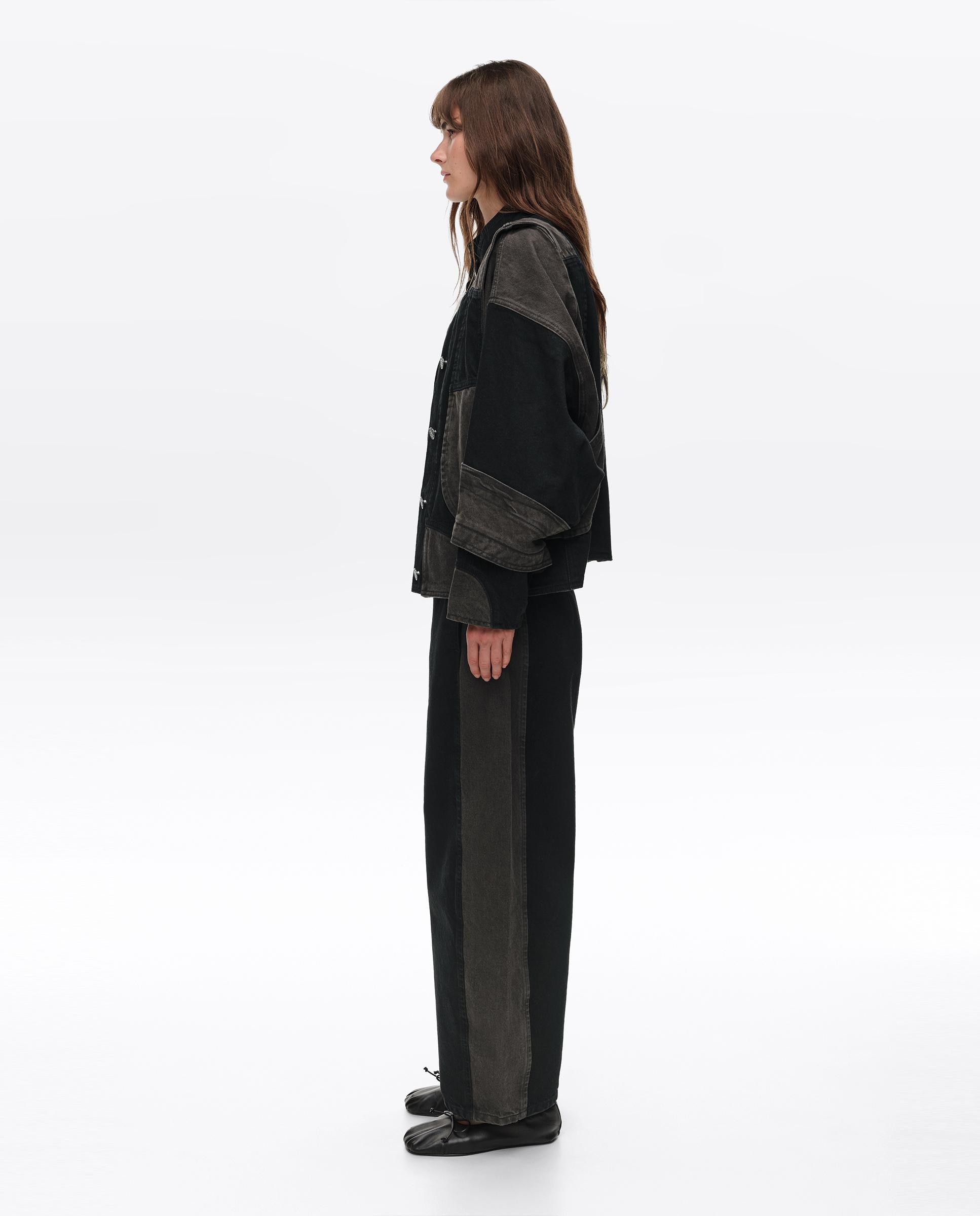 Cazadora de mujer denim oversize bicolor - Bimba y Lola - Negro Negro-3