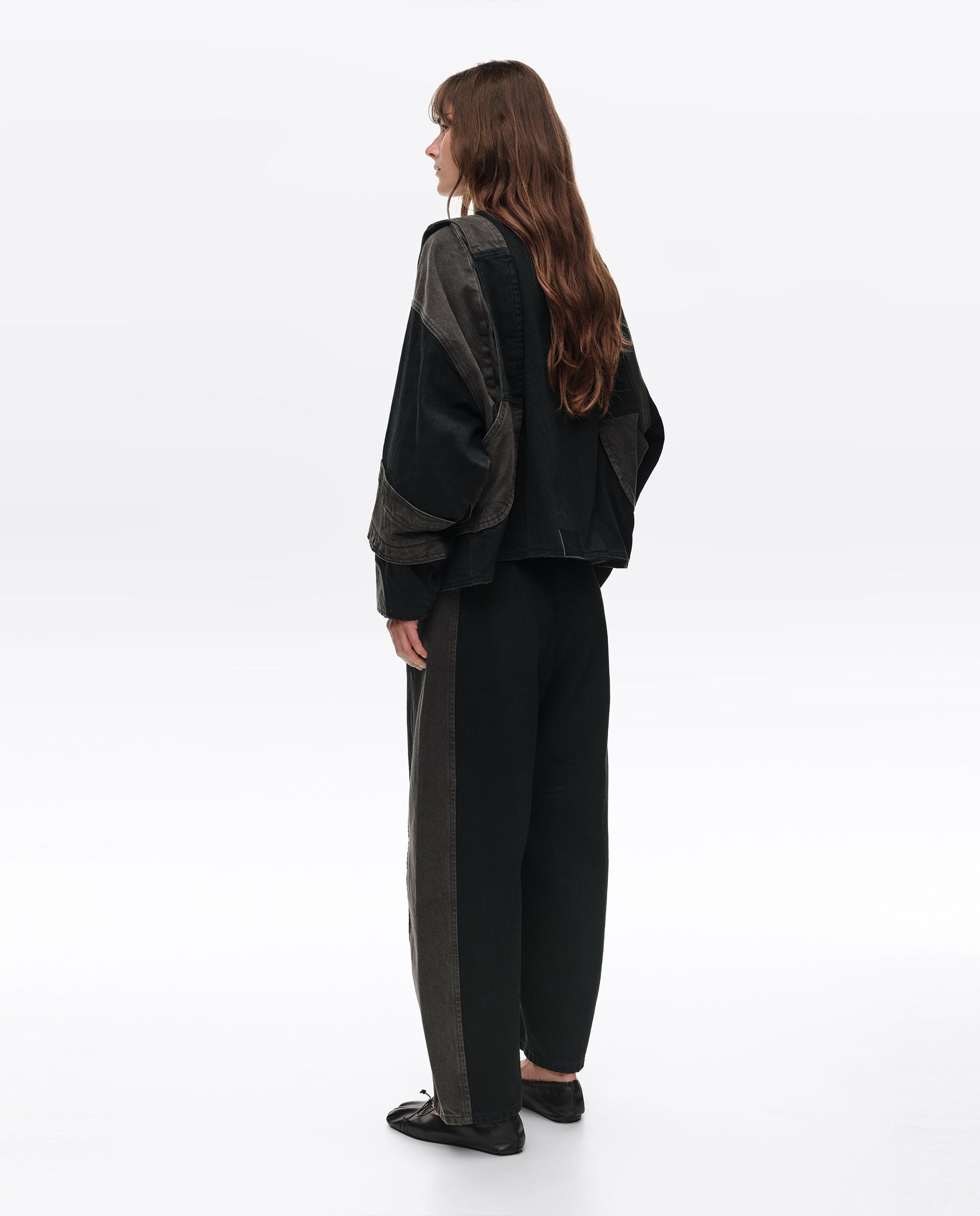 Cazadora de mujer denim oversize bicolor - Bimba y Lola - Negro Negro-4