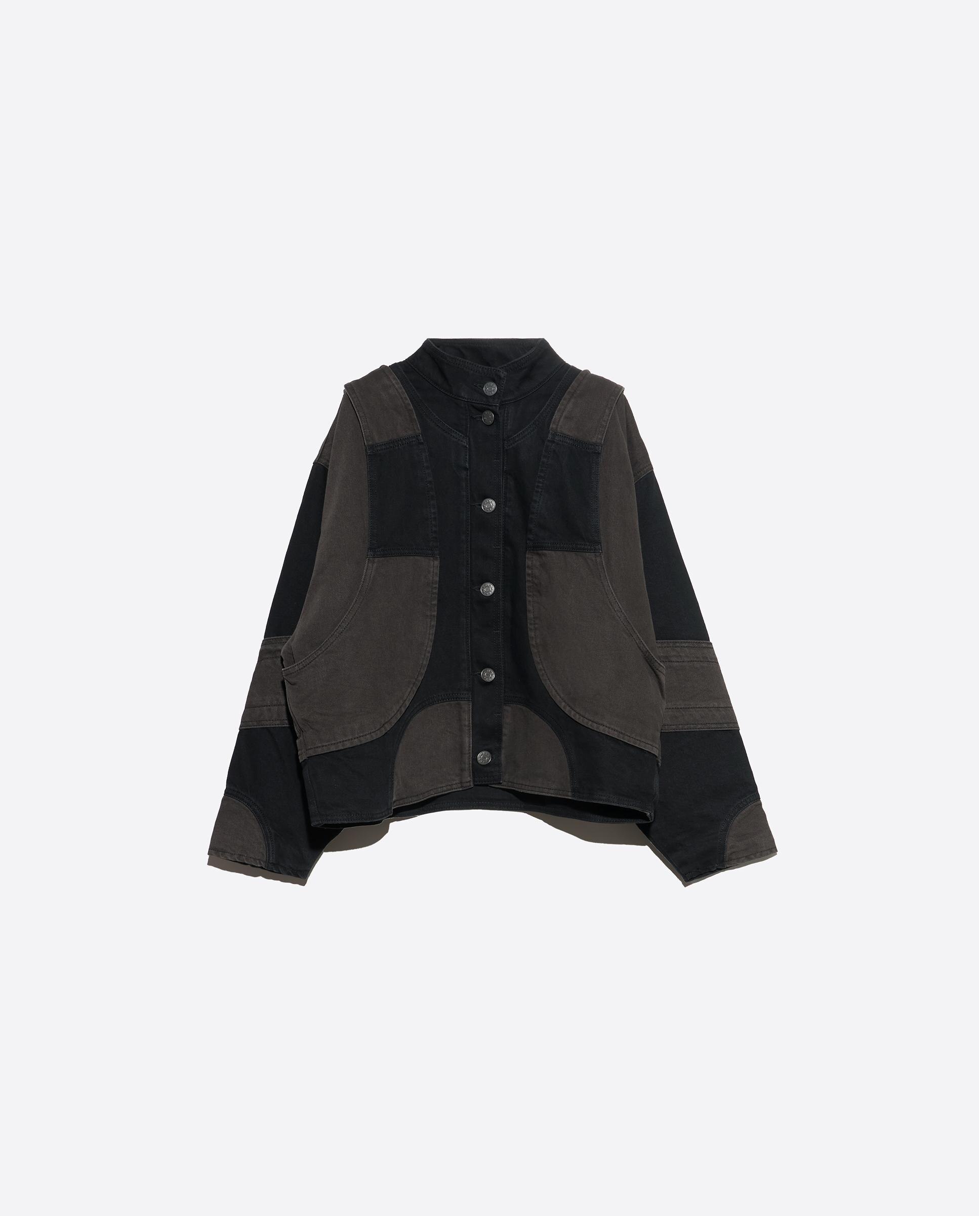 Cazadora de mujer denim oversize bicolor - Bimba y Lola - Negro Negro-6