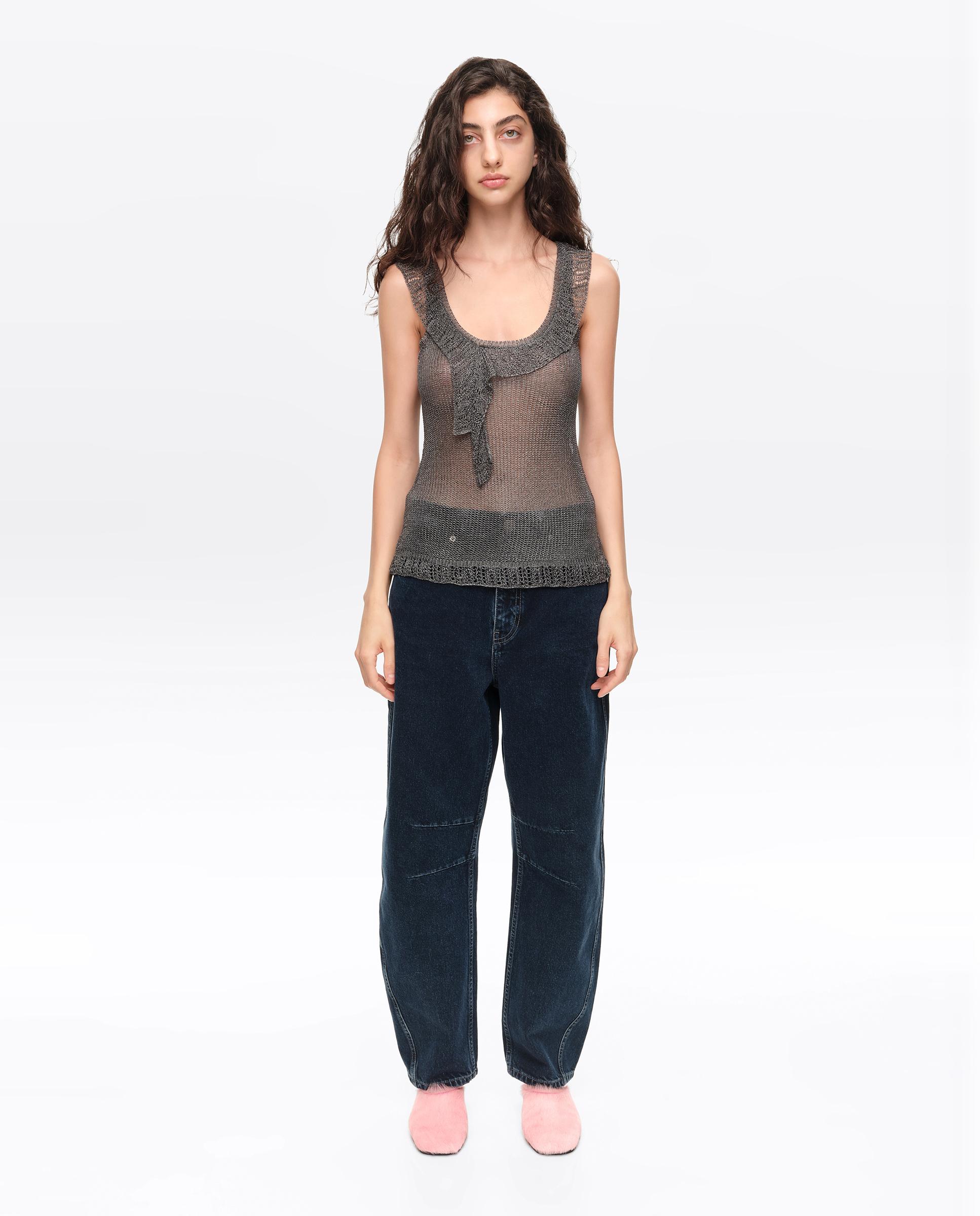 Pantalones rectos de mujer denim barrel 5 bolsillos - Bimba y Lola - Azul oscuro Azul oscuro-1