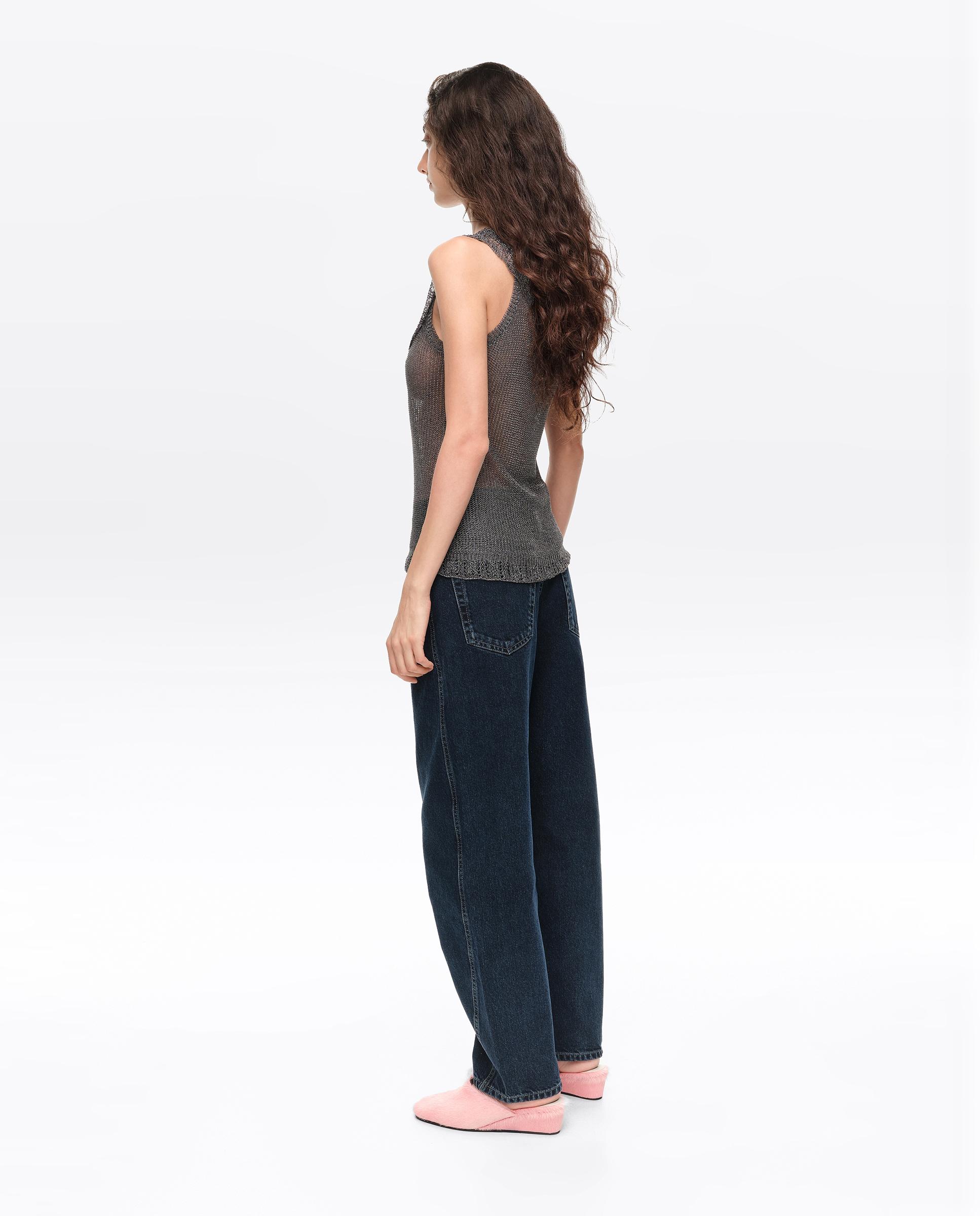 Pantalones rectos de mujer denim barrel 5 bolsillos - Bimba y Lola - Azul oscuro Azul oscuro-4