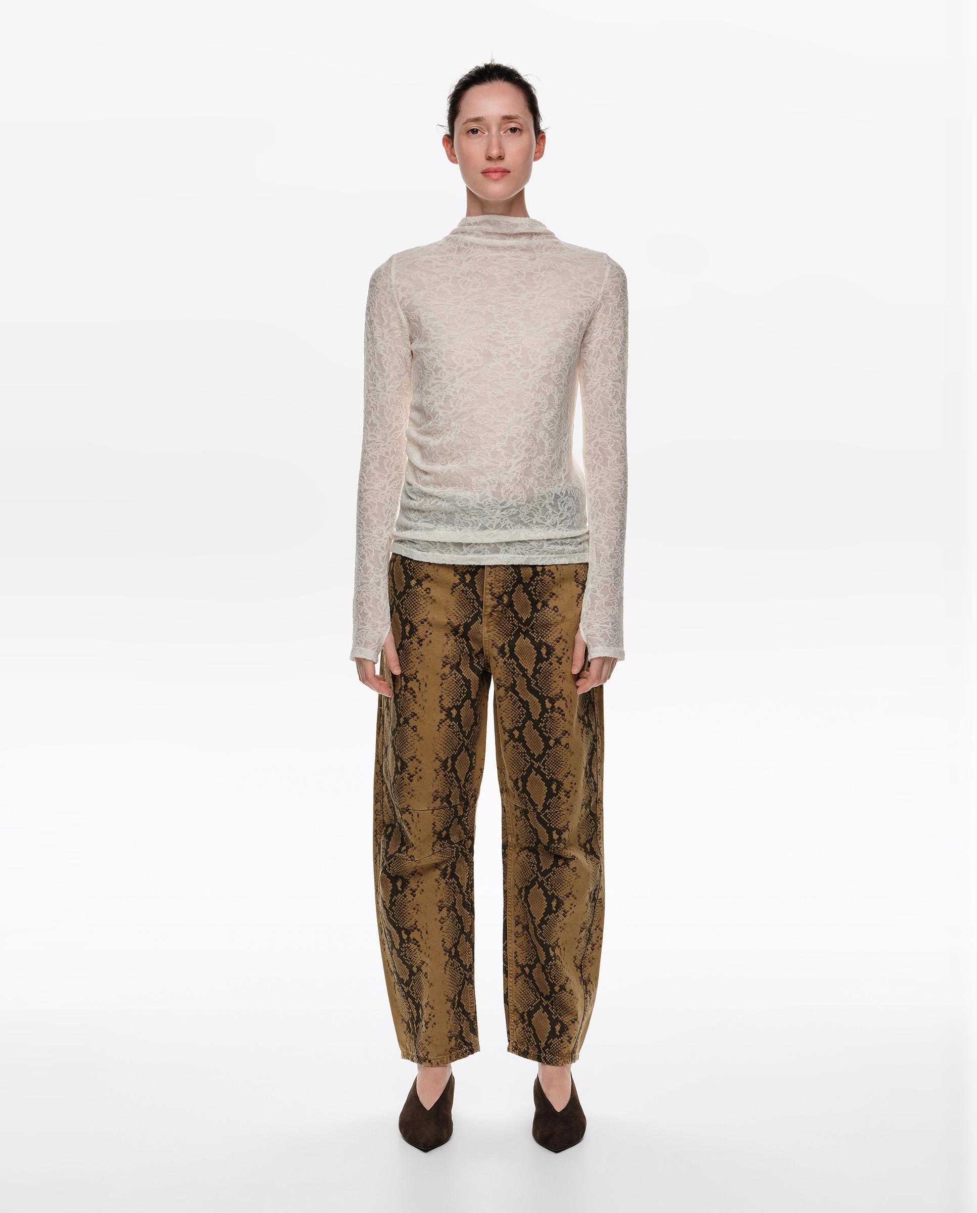 Pantalones anchos de mujer barrel denim 5 bolsillos snake - Bimba y Lola - Ocre Ocre-1