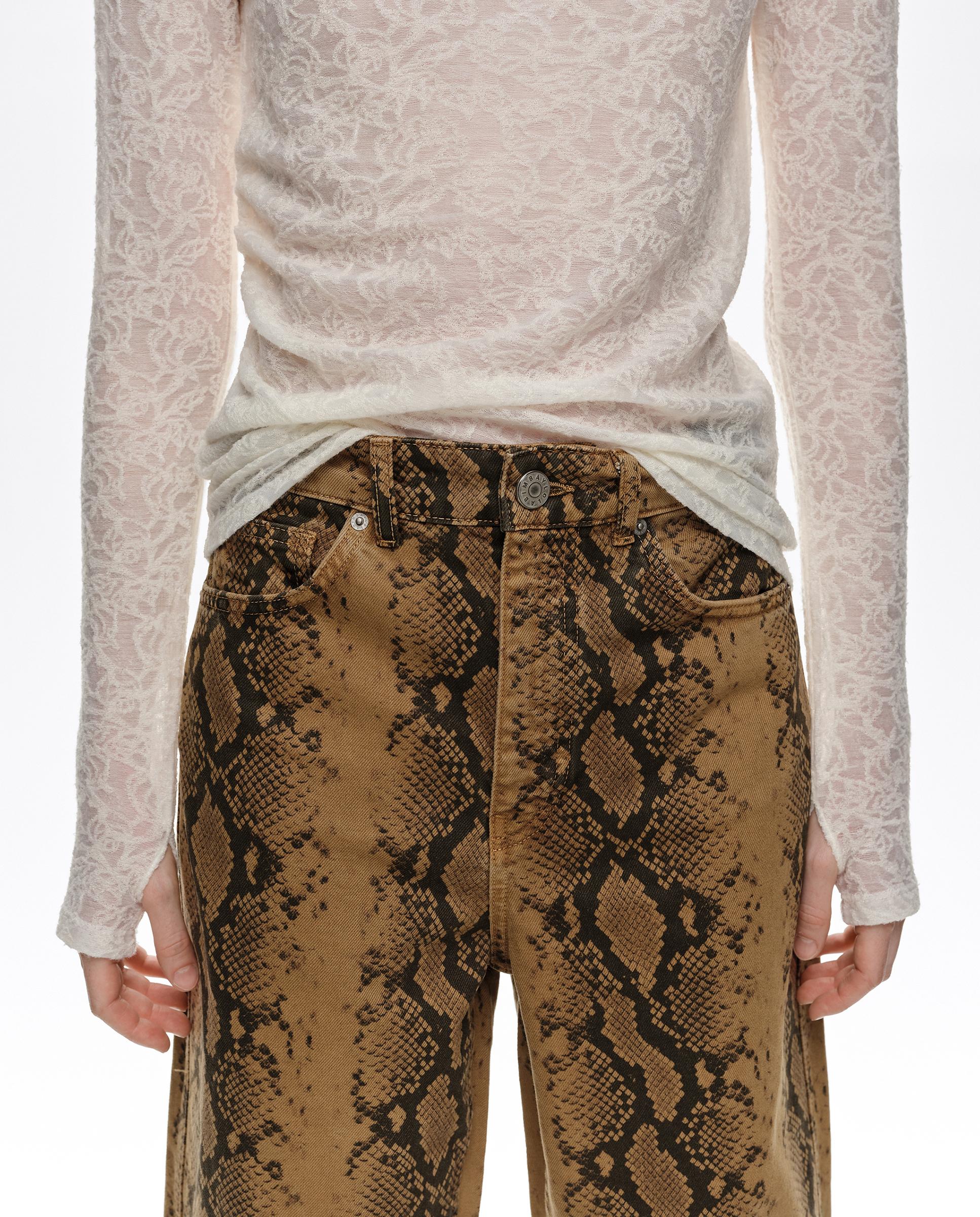 Pantalones anchos de mujer barrel denim 5 bolsillos snake - Bimba y Lola - Ocre Ocre-2