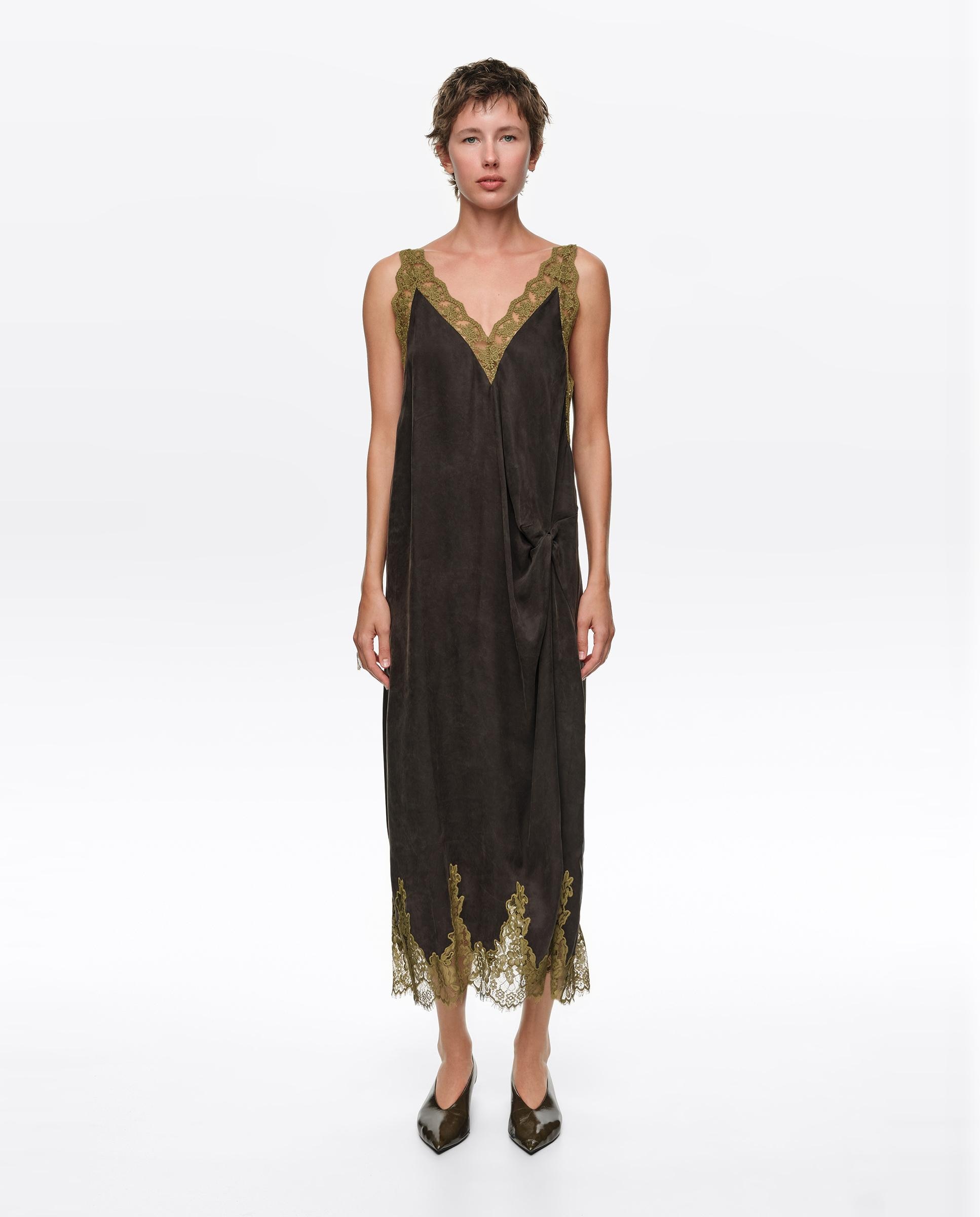 Imagen 0 de Vestido lencero nudo Negro