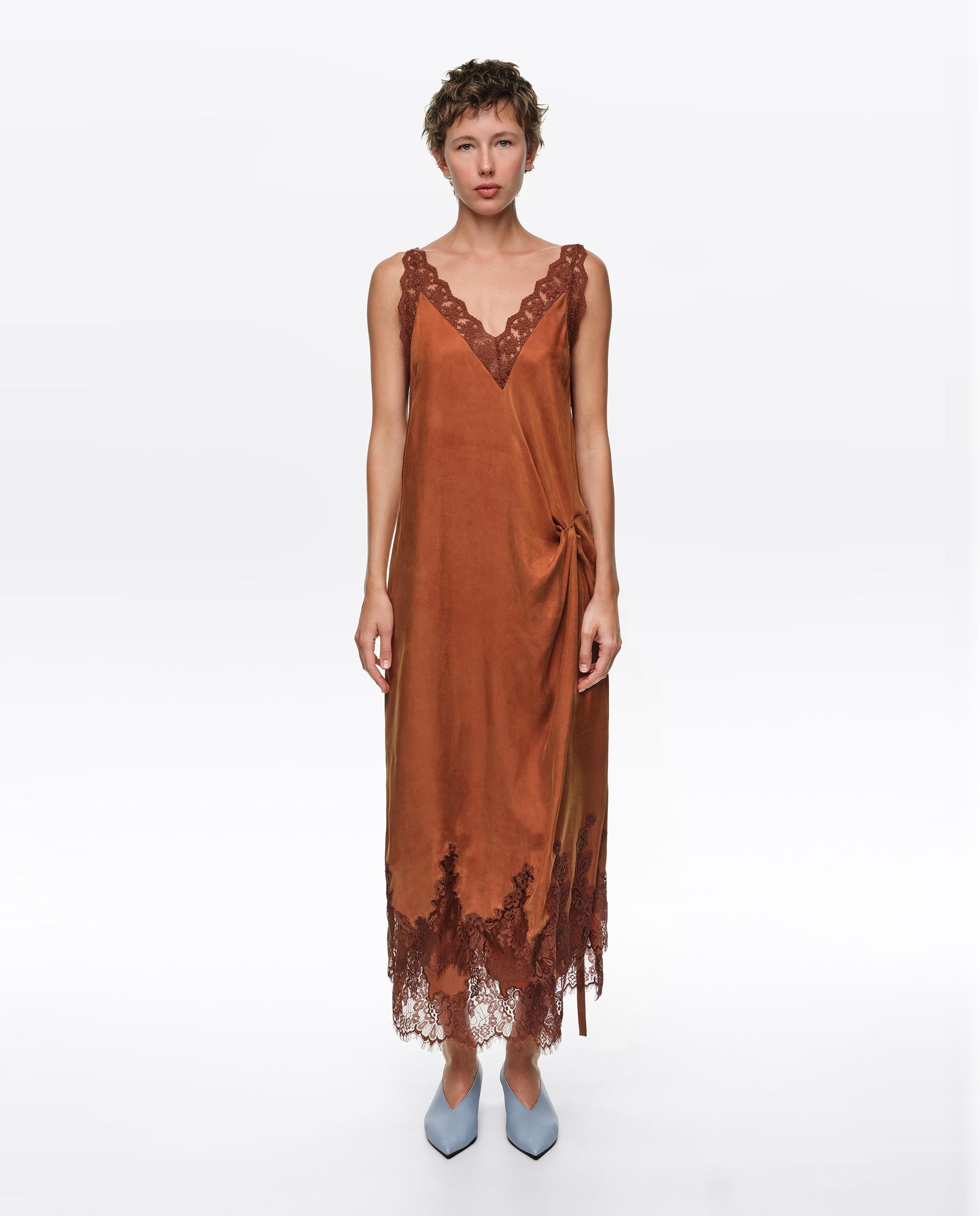 Vestido lencero nudo - Bimba y Lola - Caramelo Caramelo-1